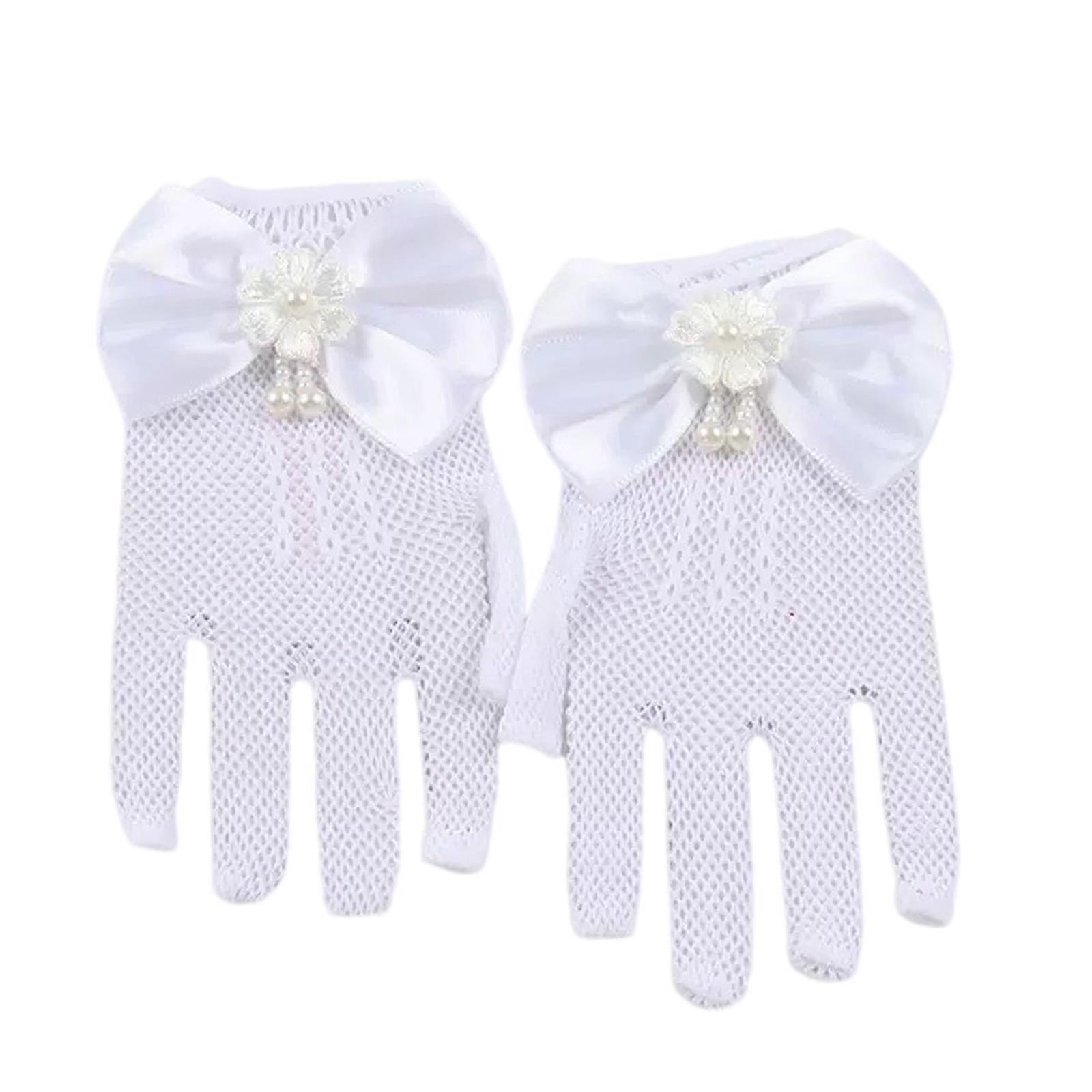 נסיכות קסם כפפות רשת אביזרי תחפושת לילדות מסיבות יום הולדת ושמלה מפוארת אירוע רשמי אביזרי במה לבן