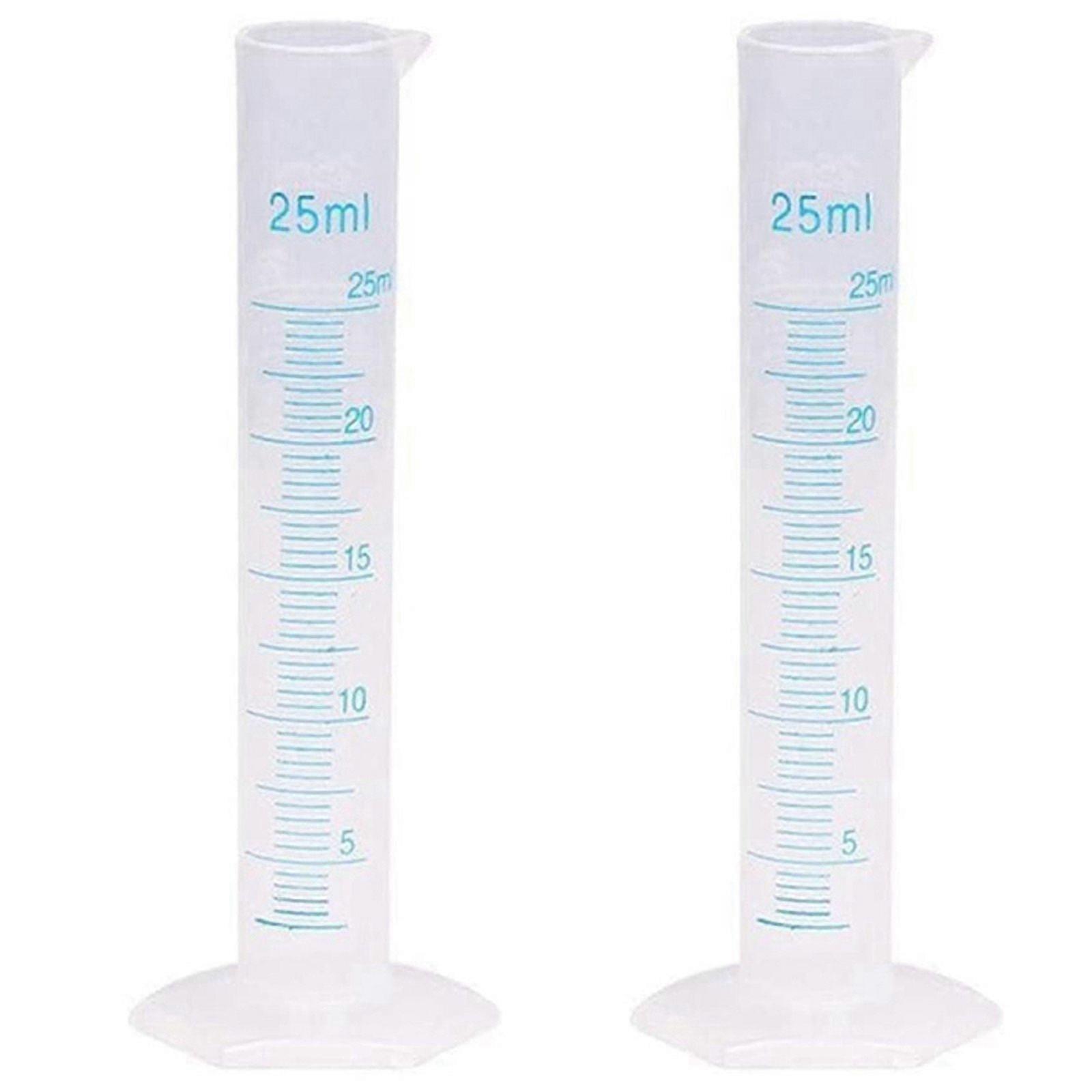 2X Measuring Cylinder Plastic Graduated Tube Tool for Lab(25Ml)