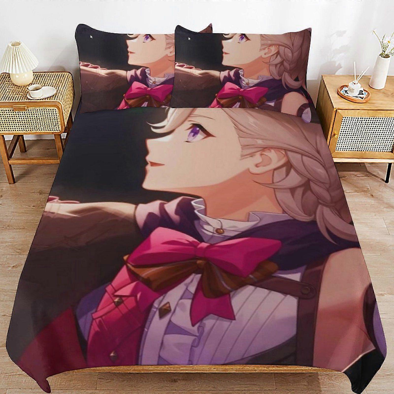 A128 GENSHIN IMPACT Consistent Sleep Texture Secure Fit Zipper Clean Structure Fabric Duvet Cover Sets Need N128