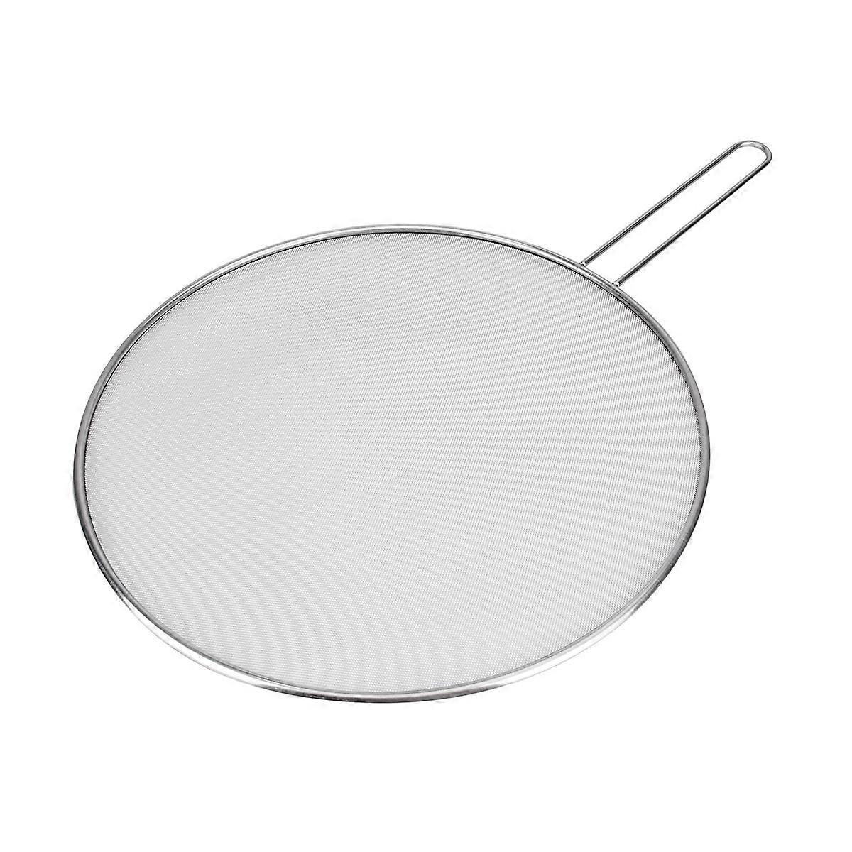 33cm Mesh Fry with Ear Dense Stainless Steel Single Handle Mesh Snack Fruit Bowl Frying Tool (Silver)