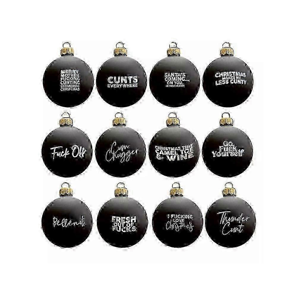 Sweary Bauble Bundle - 12 Pack, 2024 Fun Christmas Ornament Xmas Ball-Ornaments - JA