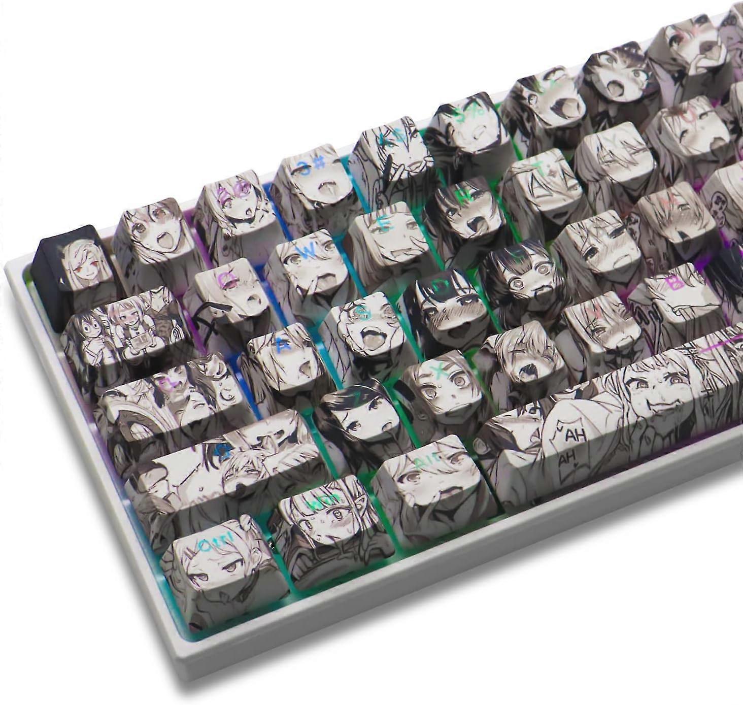 Anime Keycaps - 108 Keys, XVX Japanese Custom Backlit Keycaps, OEM Profile for 61/87/104/108 Cherry Gateron MX Switches Mechanical Keyboard (Black Ani