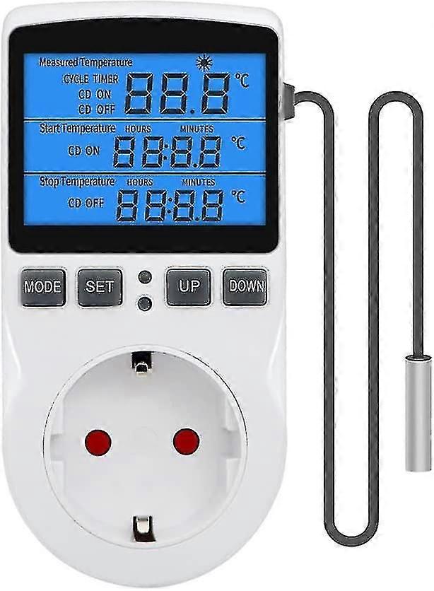 Digital Thermostat Socket, Temperature Controller 230v With Sensor, Lcd Screen Temperature Switch, Heating Cooling Thermostat Plug, Timer Day Night Te