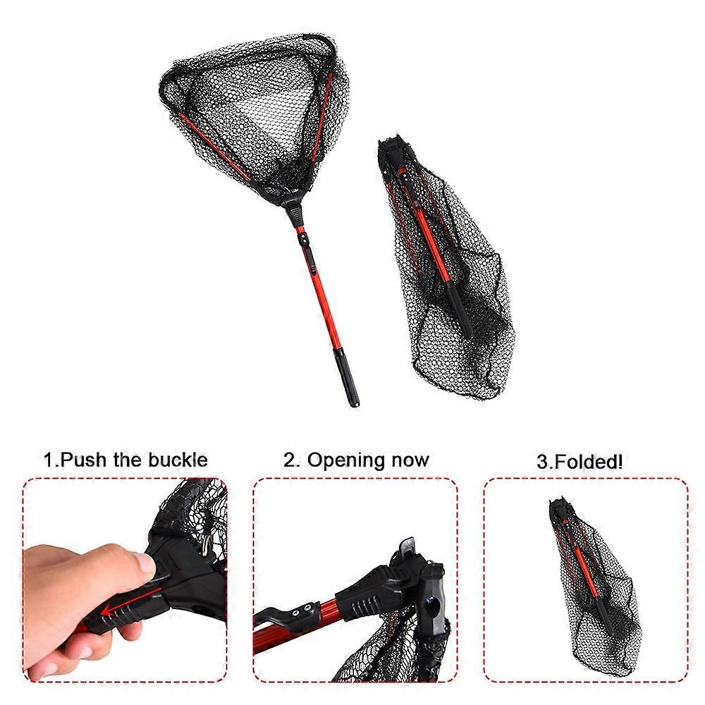 Lixada Fly Fishing Triangle Brail Landing Net Portable Foldable Lightweight Net Nylon Fishing Net Al