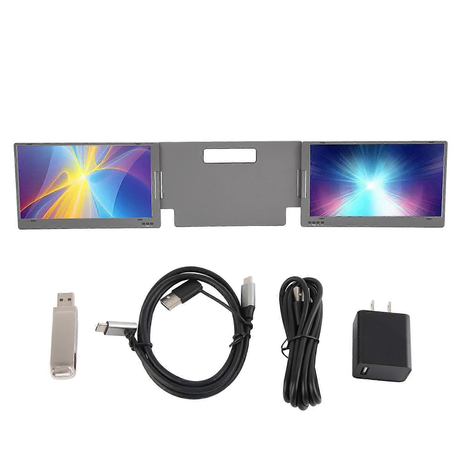 14in Triple Portable Monitor FHD 1080P Dual Screen Extender for Laptops Up to 15.6"