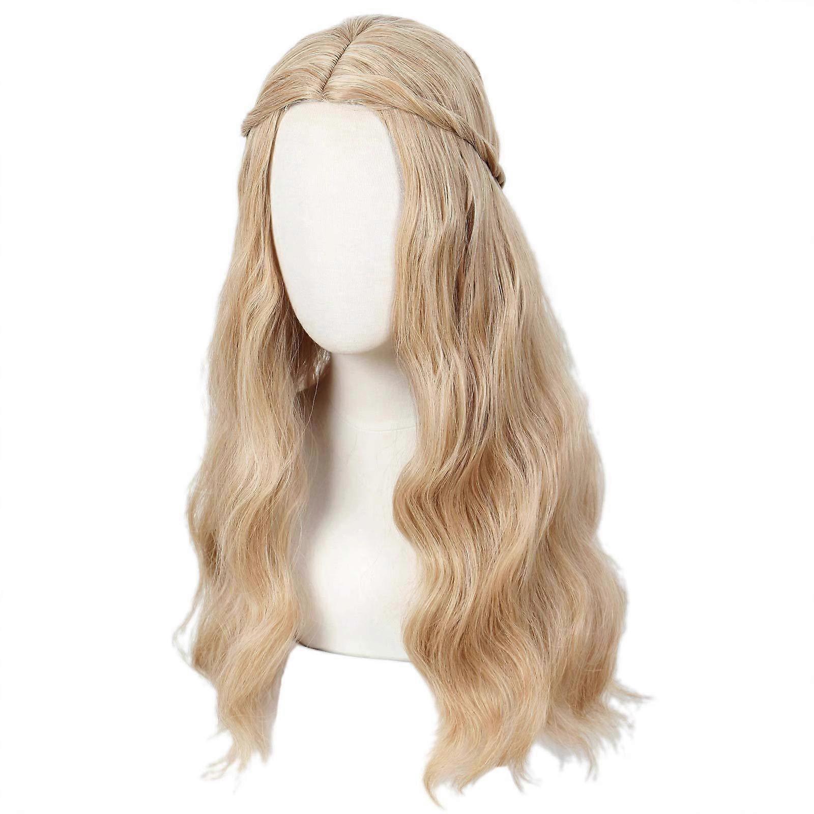 Braided Middle Part Curly Wigs Breathable Net Heat Resistant Low Maintenance Hairpiece For Work Event Party Gatherings Multicolor
