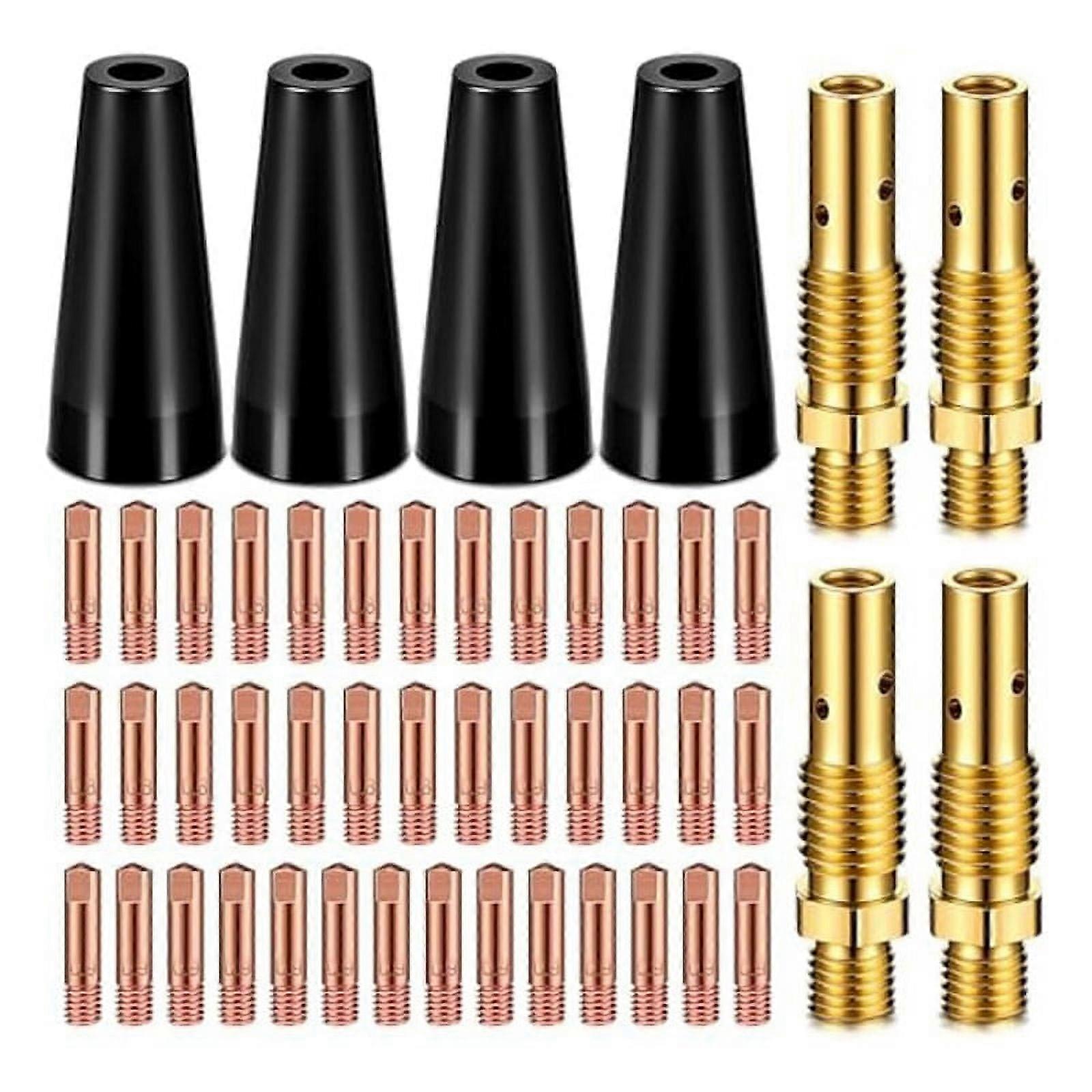 48Pcs Flux Core Gasless Nozzle Tips Kit KP1939-1 Flux Core Welder Mig Welder Tips Gasless Nozzle Gas Diffusers