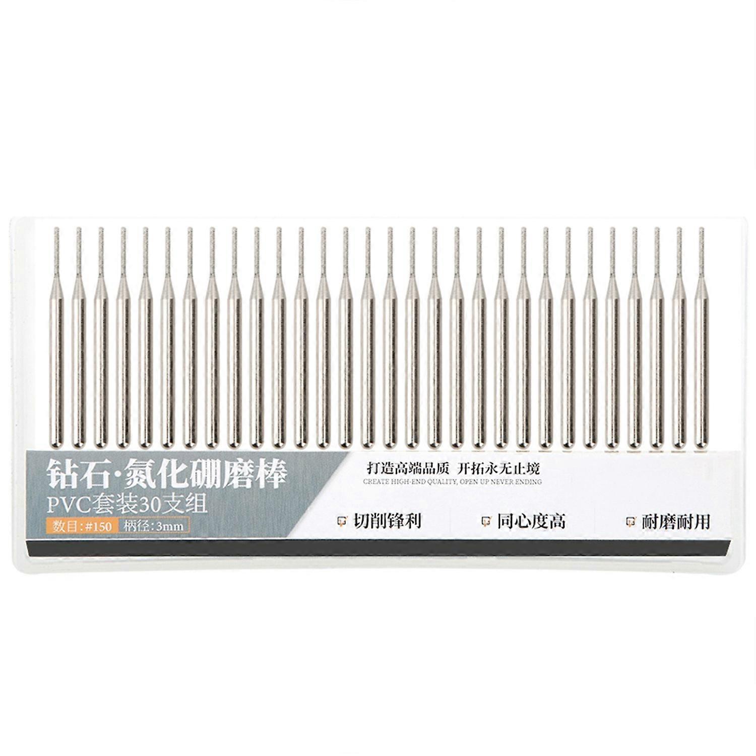 30Pcs Grinding Needle Set Emery Cylindrical Flat Head Electric Grinder Accessories 1mm