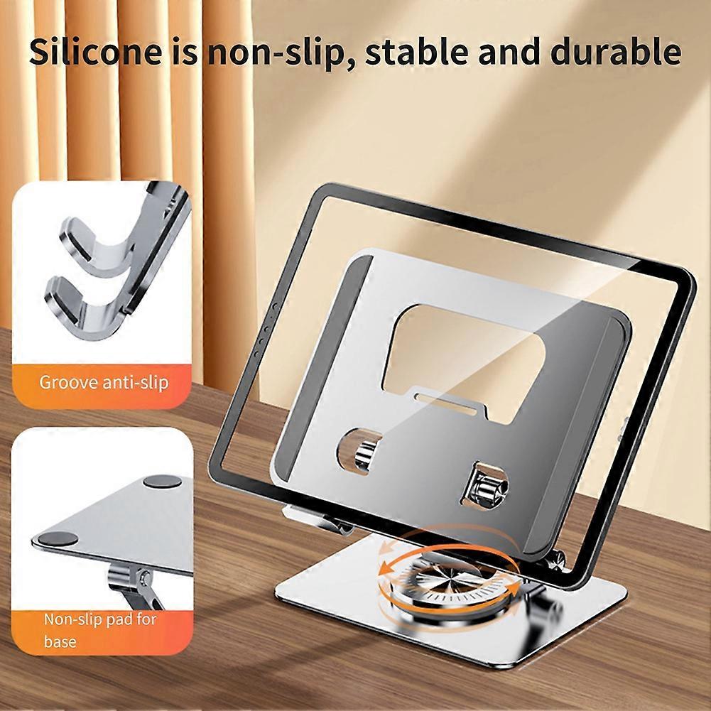 Universal Laptop Stand with 360° Rotating Base, Adjustable Height Multi-Angle, Foldable Mounted Reading Bookshelf Silver