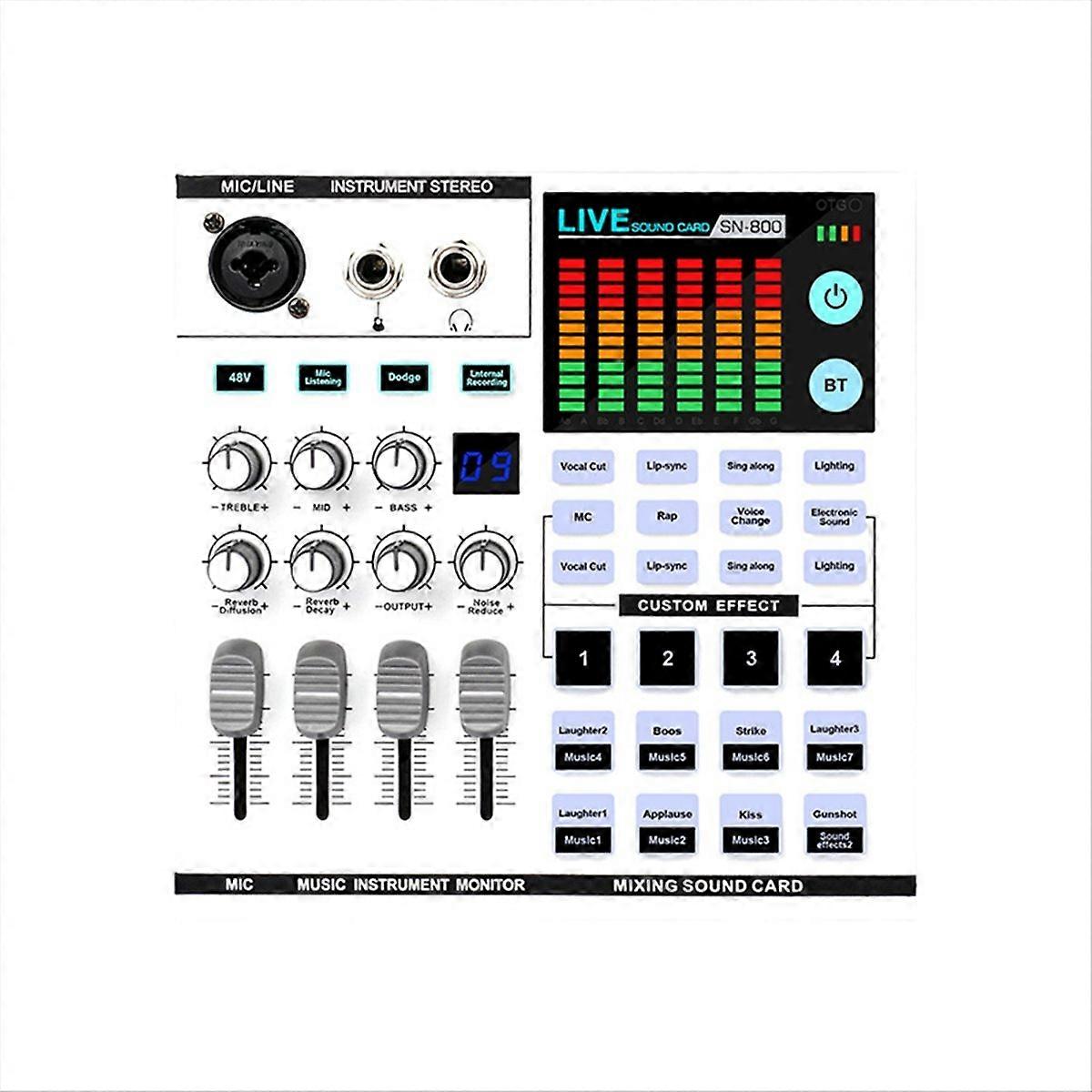 Audio Interface Mixer Sound Card, Studio Recording Live Sound Card for KTV Karaoke, Live Broadcast,P