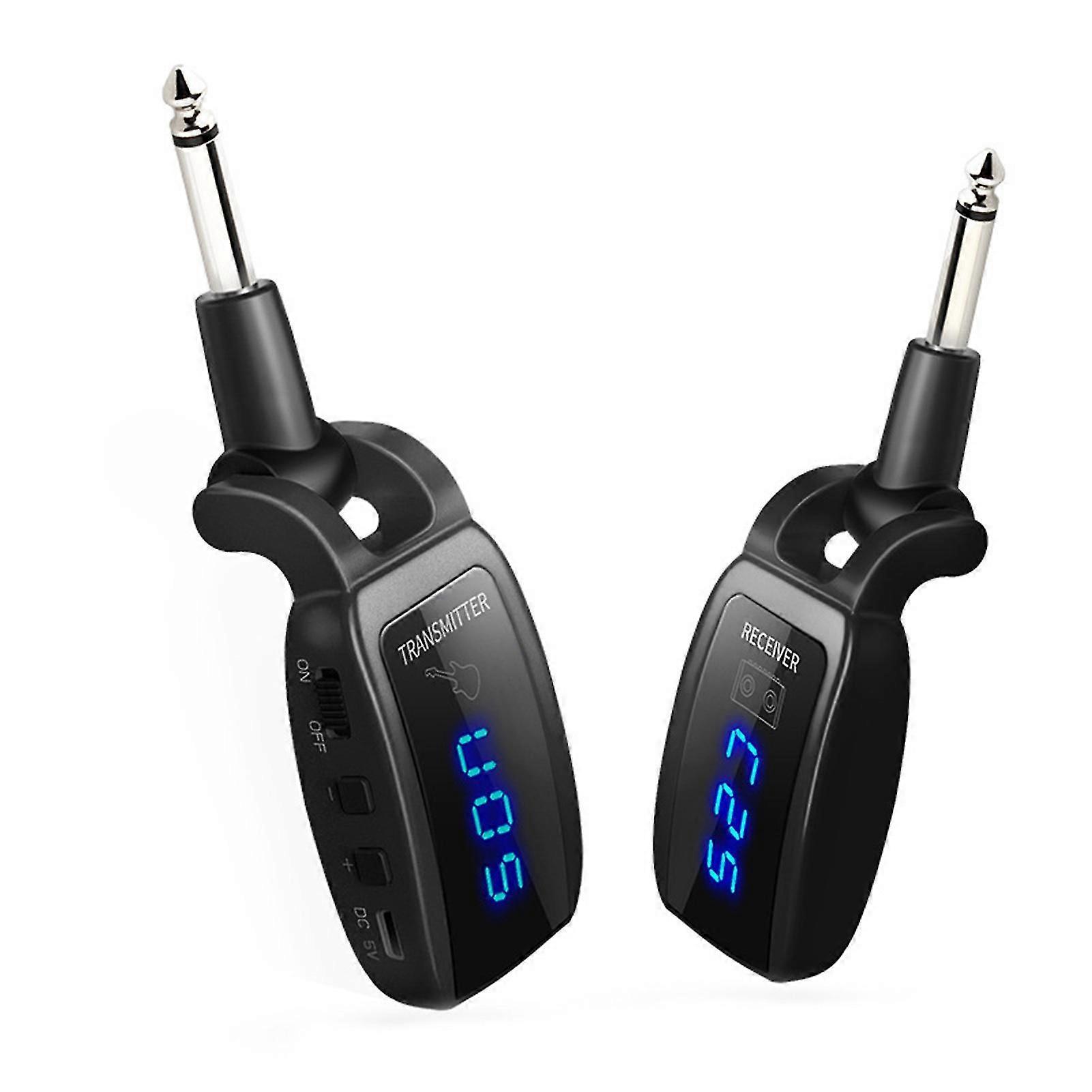 Wireless Guitar System Transmitter UHF Receiver Built-in Rechargeable Accessories