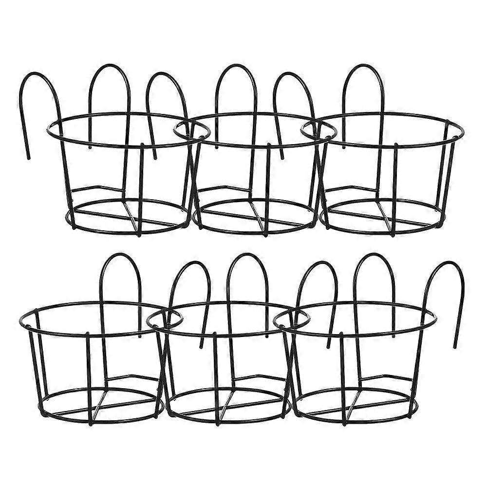 6Pcs Balcony Planter Hanger Iron Bracket for Window Boxes Black Metal