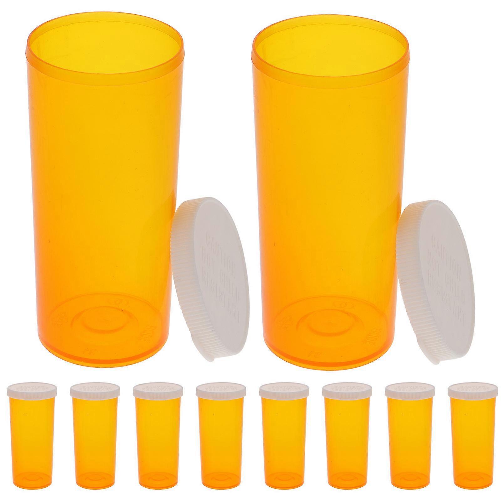 Yellow Sample Bottle Plastic Pill Container for Storage Use 20Pcs Set