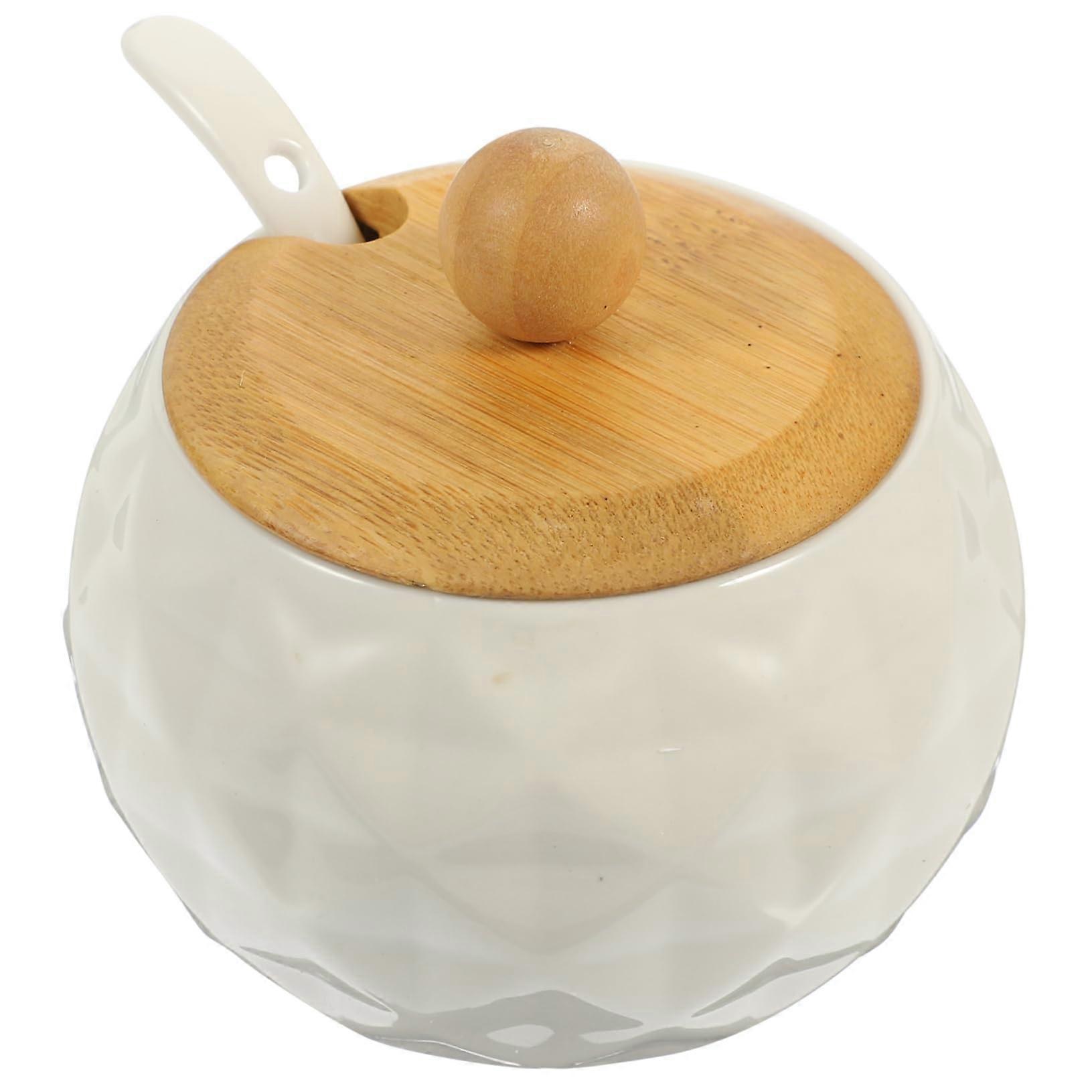 Ceramic Spice Jar with Lid Set, Durable Kitchen Condiment Container for Moisture Protection