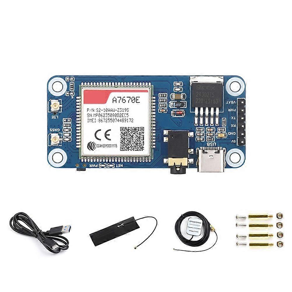 A7670E Cat-1 HAT Expansion Board for Raspberry Pi Multi Band Cat-1/GSM/GPRS/GNSS Supports LTE Cat-1/2G Network