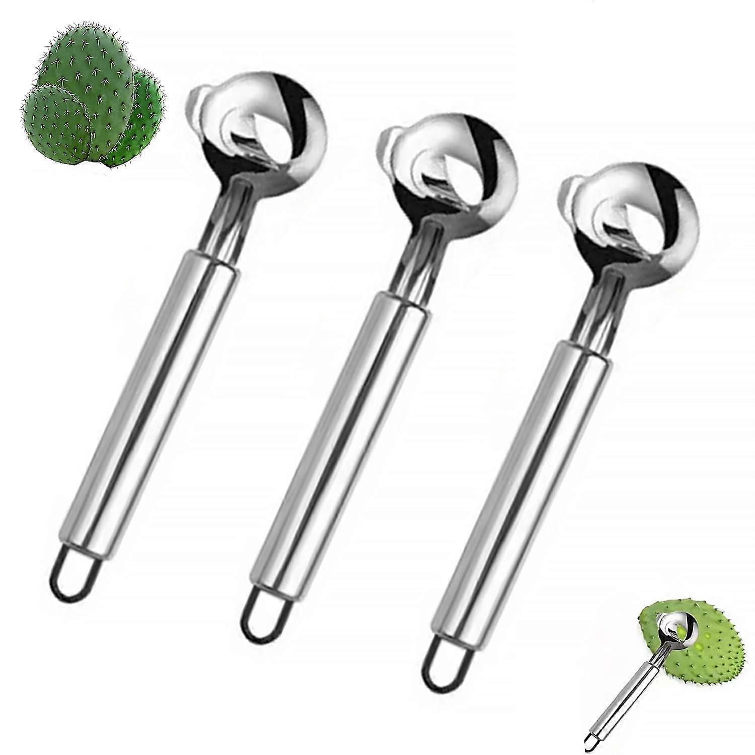 3 PCS Cactus Peeler Set, Stainless Steel Peeling Knife with 2 in 1 Design and Ergonomic NonSlip Handle