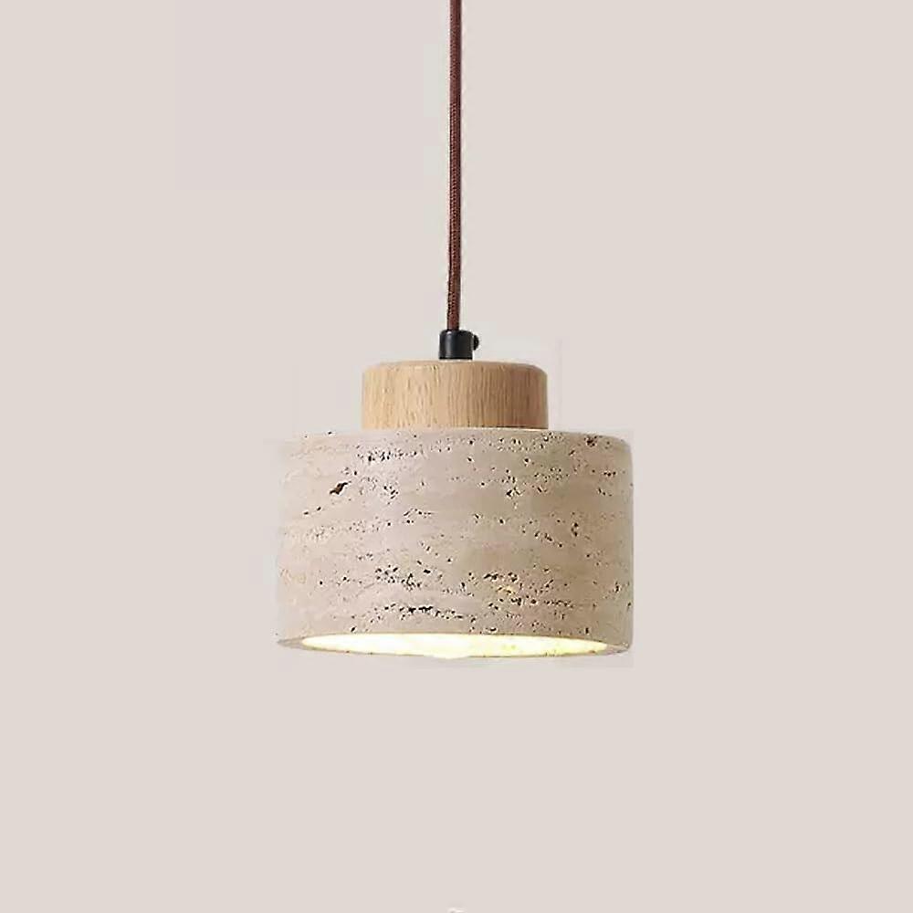 Marble and Wood Pendant Light with Adjustable Height, Modern Nordic Ceiling Light for Kitchen Island
