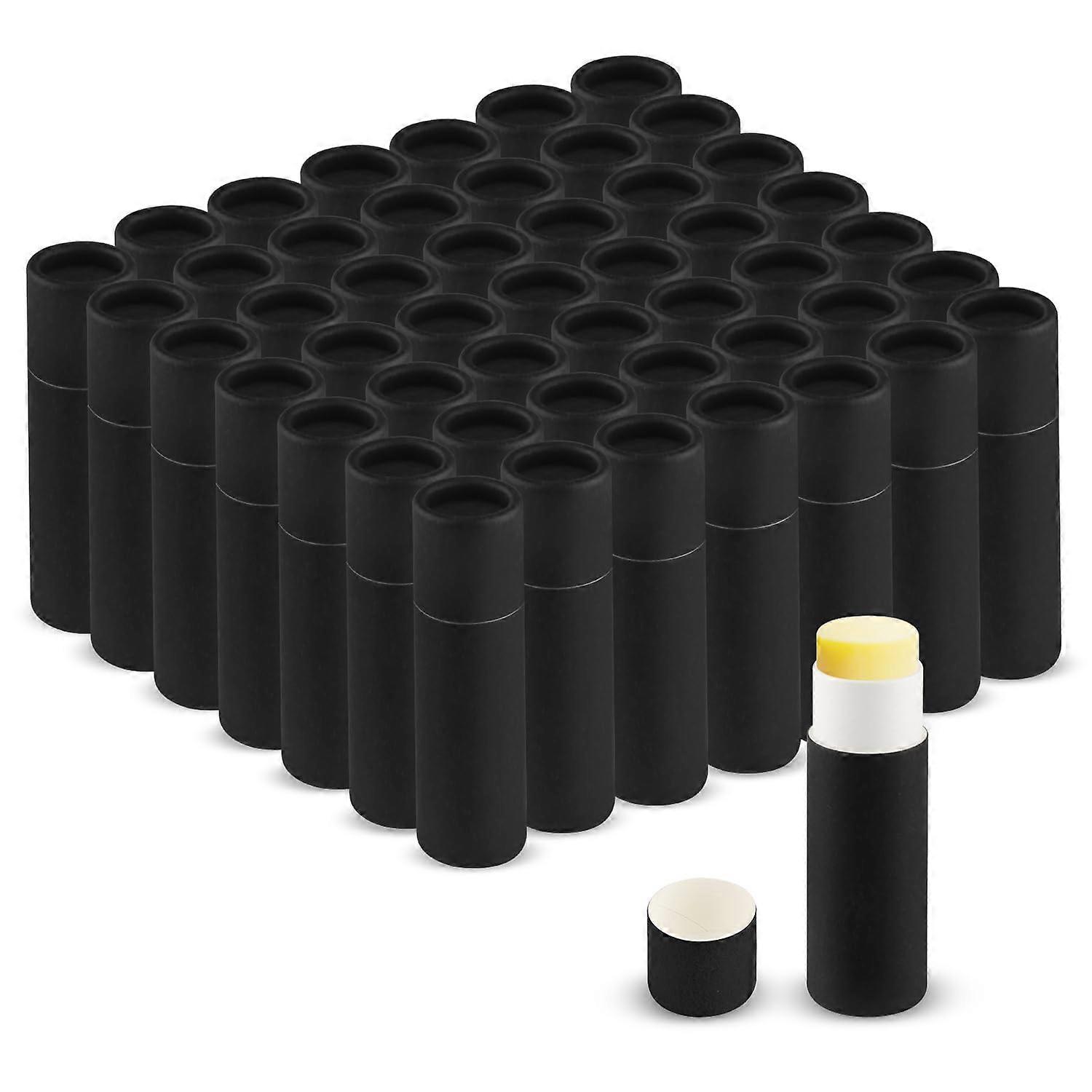 50 Pcs Eco Friendly Lip Balm Tubes with Smooth Push Up Design, Black Kraft Biodegradable Containers for DIY