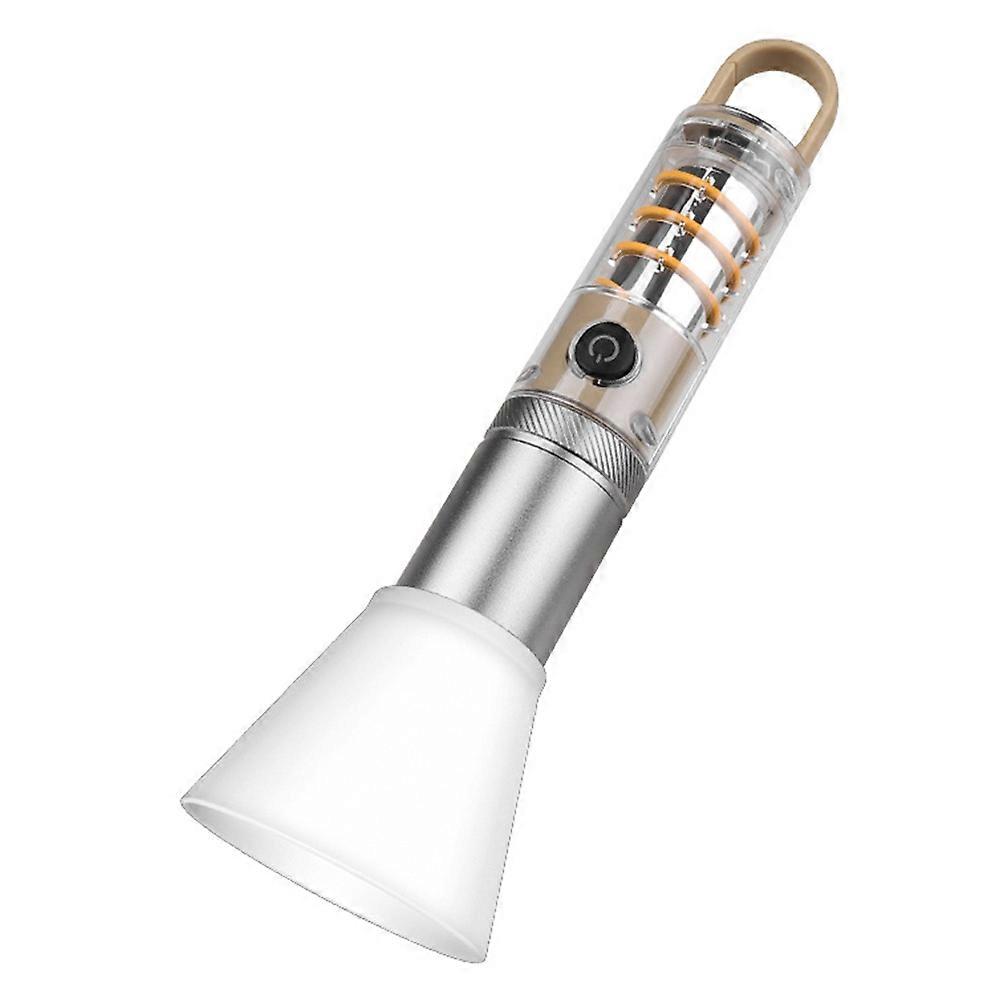 Flashlight Multifunctional Dual Light Source with Hook Rechargeable Lighting Zoom Tungsten Wire Ambient Camping Light