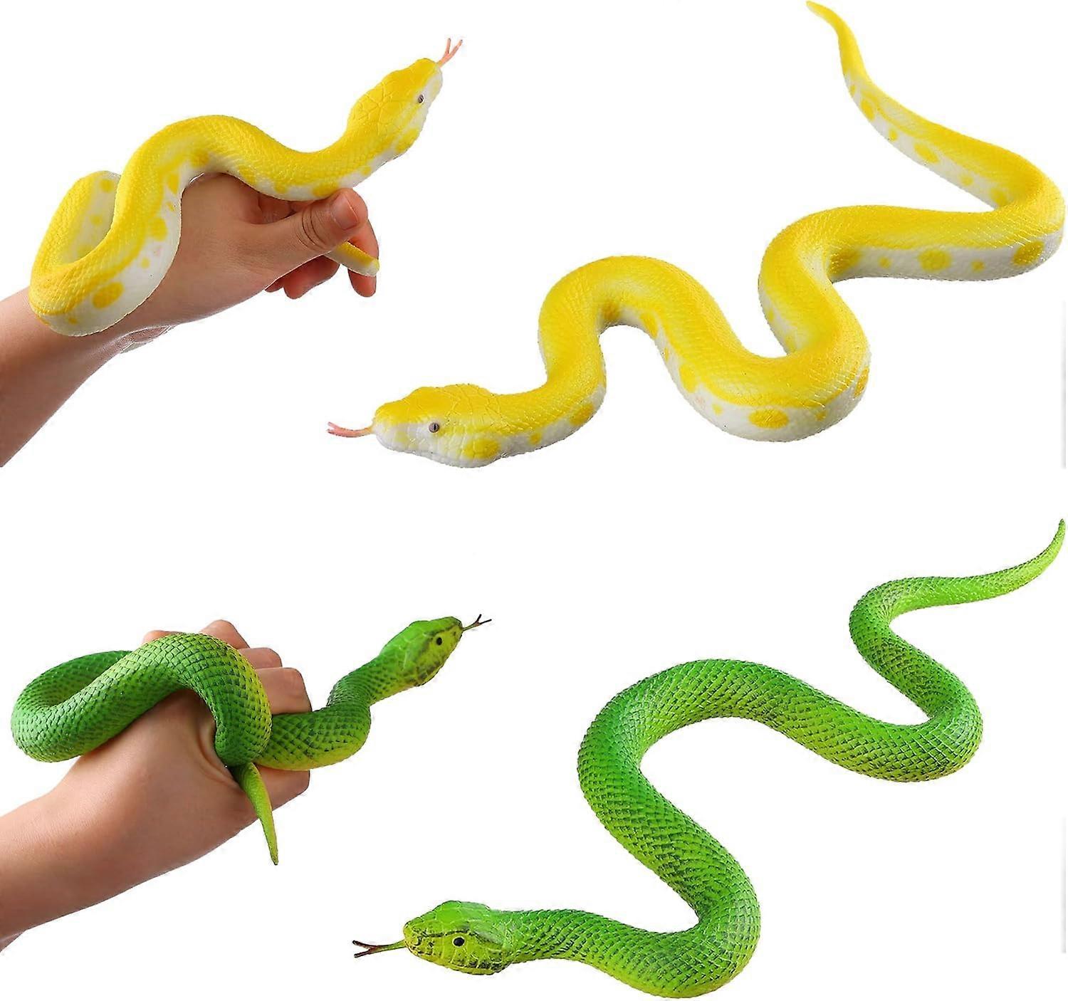 2pcs Rubber Elastic Python Action Model Lifelike Snake Toy Figurines - Halloween Prank Props