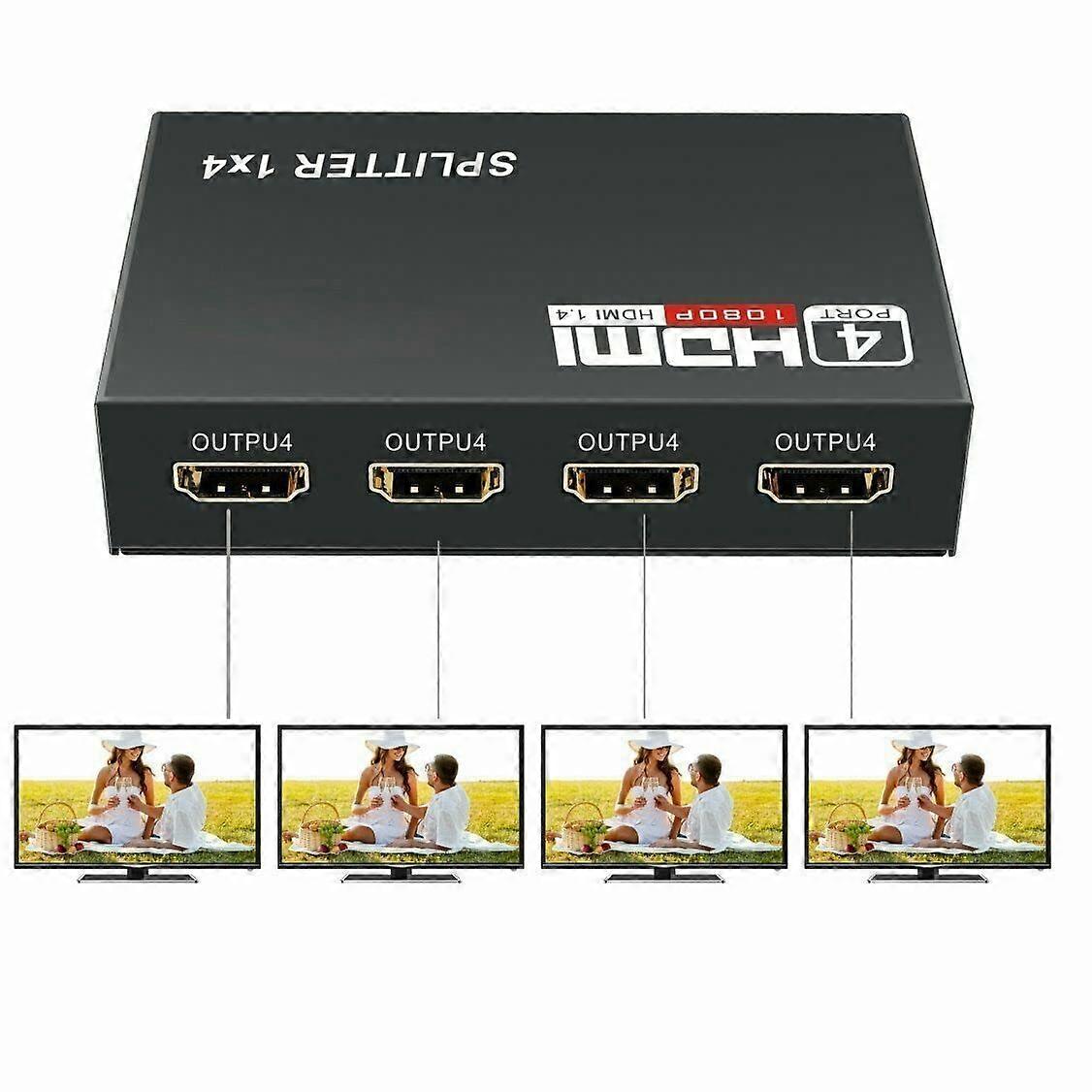 4K HDMI Splitter 1x4 for Multiple TVs with Audio Support and Signal Loss Output