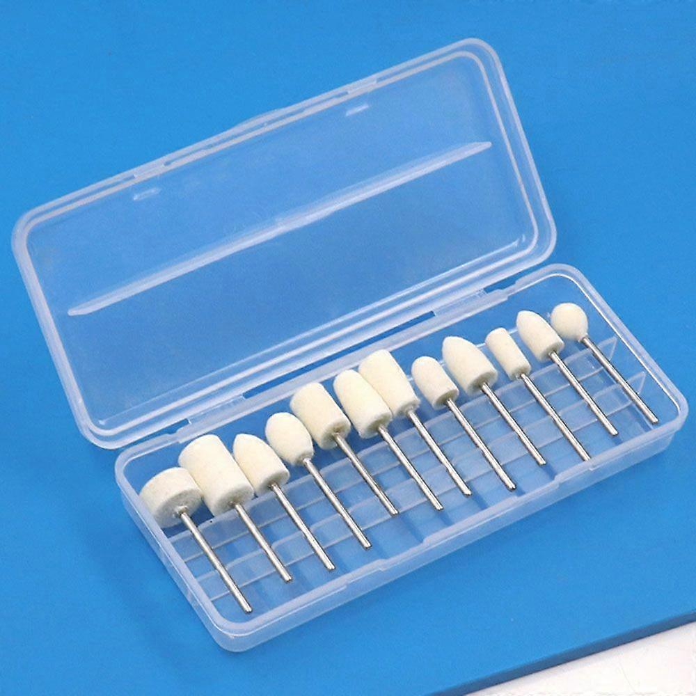 12 pi��ces pour dames outils abrasifs ��lectriques 2.35mm tige t��te de meulage manucure polissage laine t��te de meulage roue de laine