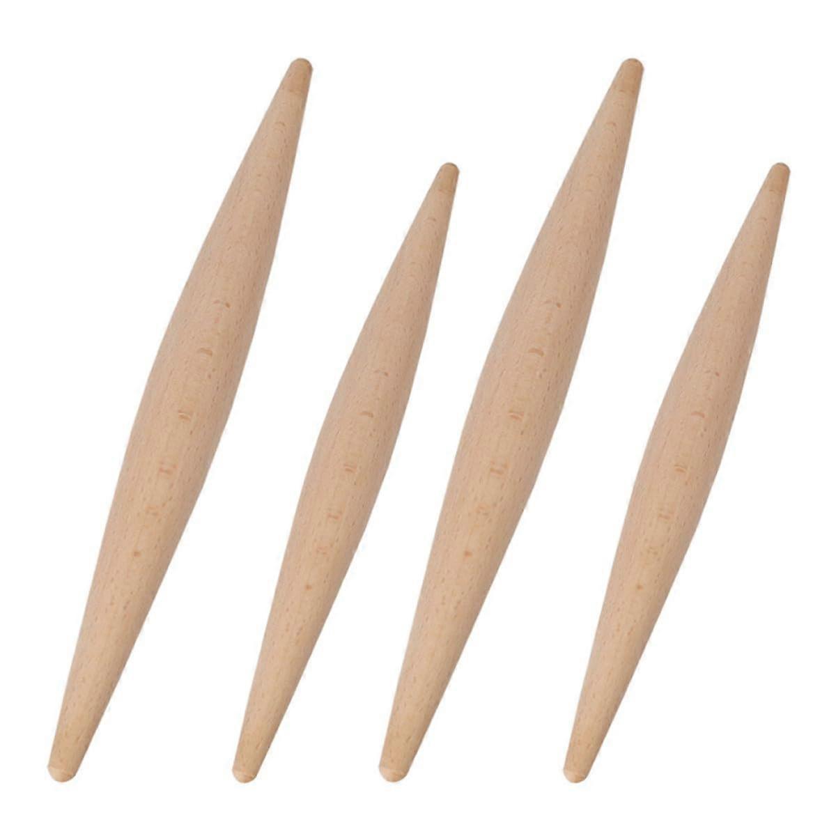 Wooden Rolling Pin Set 4Pcs Beechwood Dough Roller for Baking Pasta Dumplings with Smooth Surface