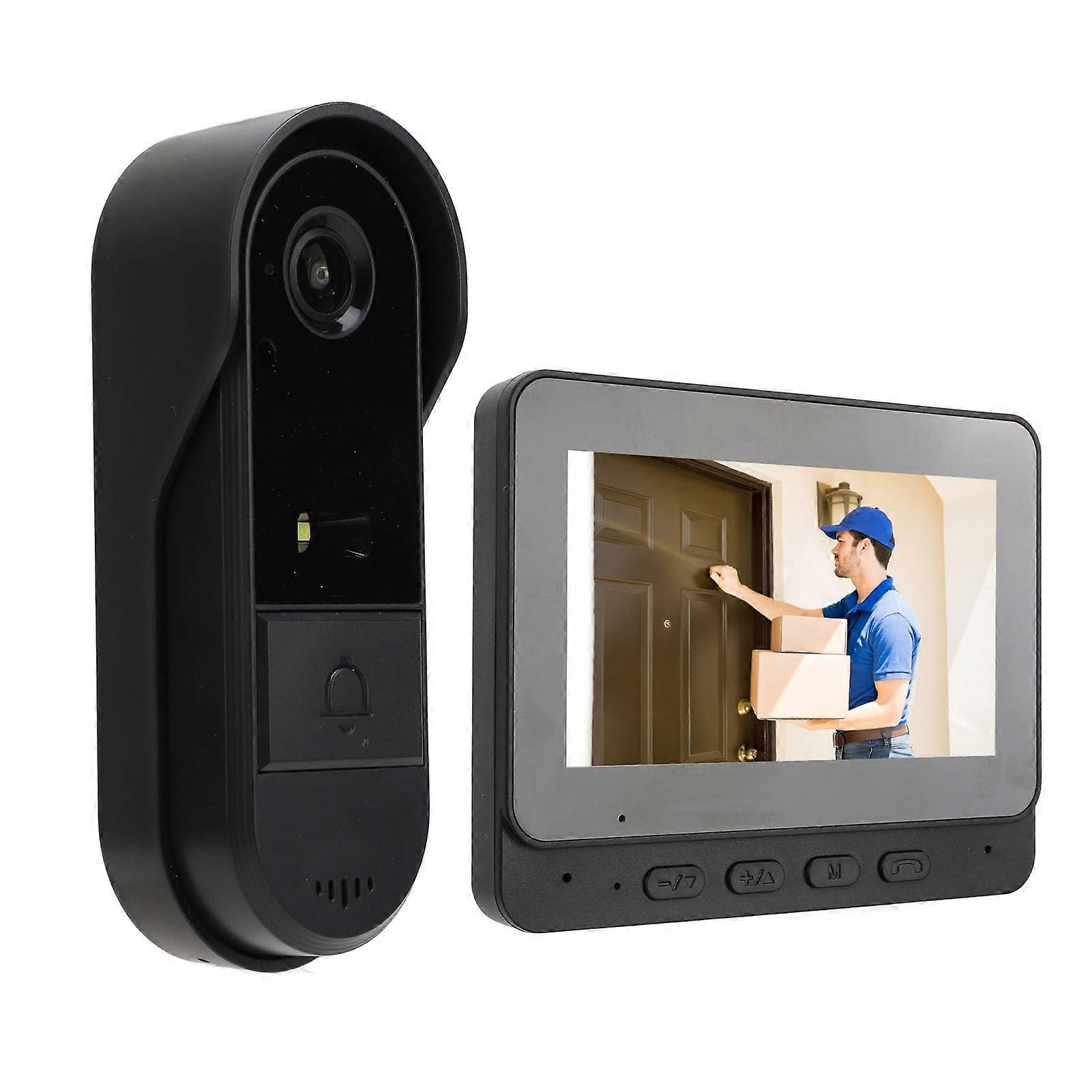 Wireless Video Doorbell 1080P 170° Wide Angle Night Vision IP66 Waterproof with 4.3' Display and TwoWay Audio for Home Security