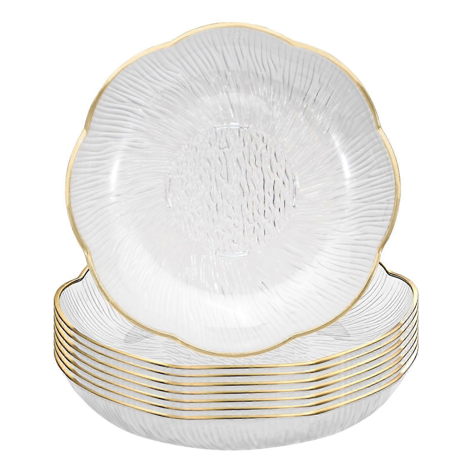6 Inch Clear Acrylic Salad Plates Set of 8 with Elegant Gold Edge, ChipResistant Dessert Plates