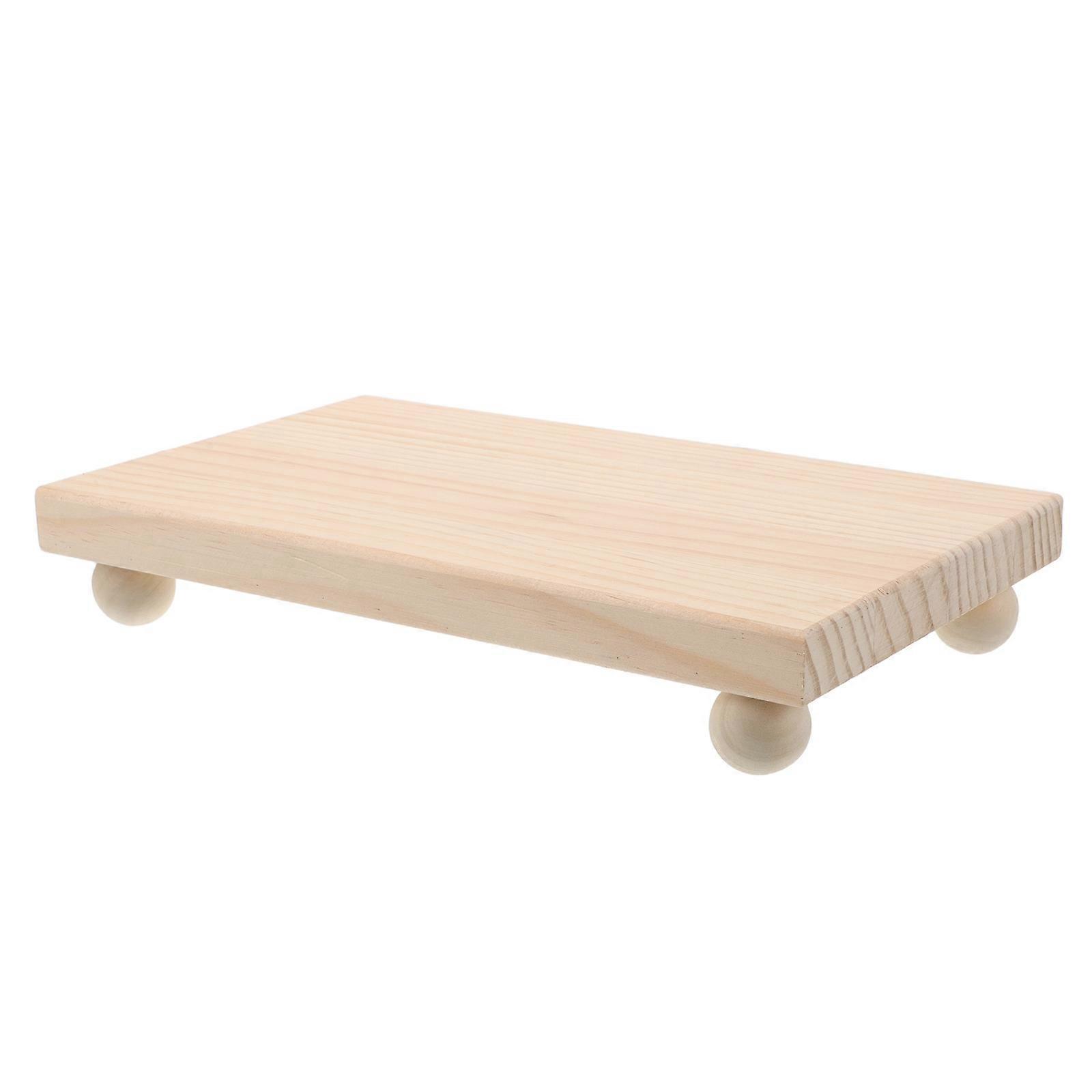 Beige Solid Wood Vanity Tray for Perfume Organizer with Rectangular Shape
