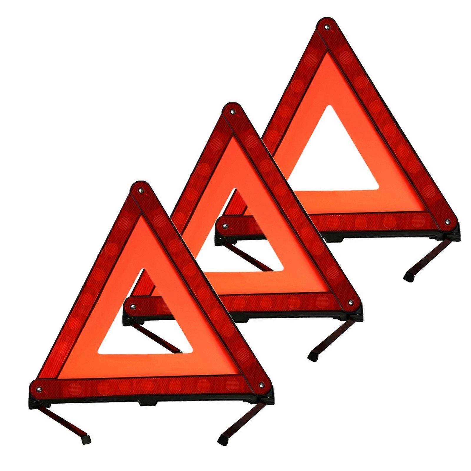 3 Pack Emergency Warning Triangle Kit with  DayNight Visibility and Foldable Stable Legs