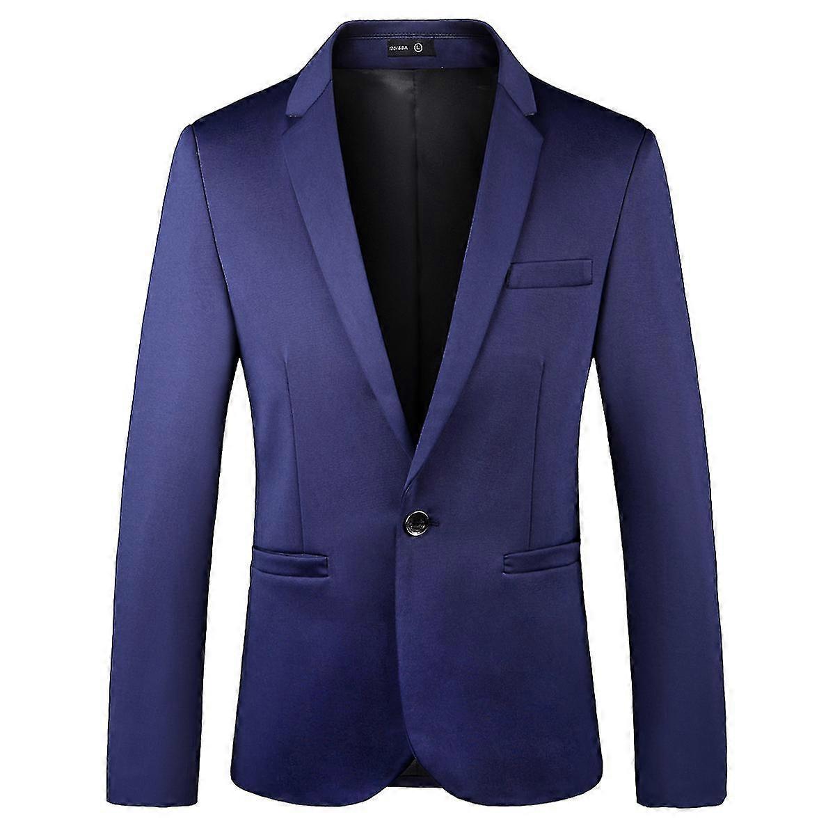25-26 Cloudstyle Men's Classic Solid Color 1 Button Notched Lapel Blazer