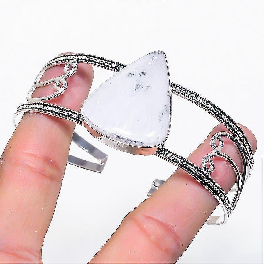 Natural Moonstone Gemstone 925 Sterling Silver Cuff Bangle Adjustable W2g23