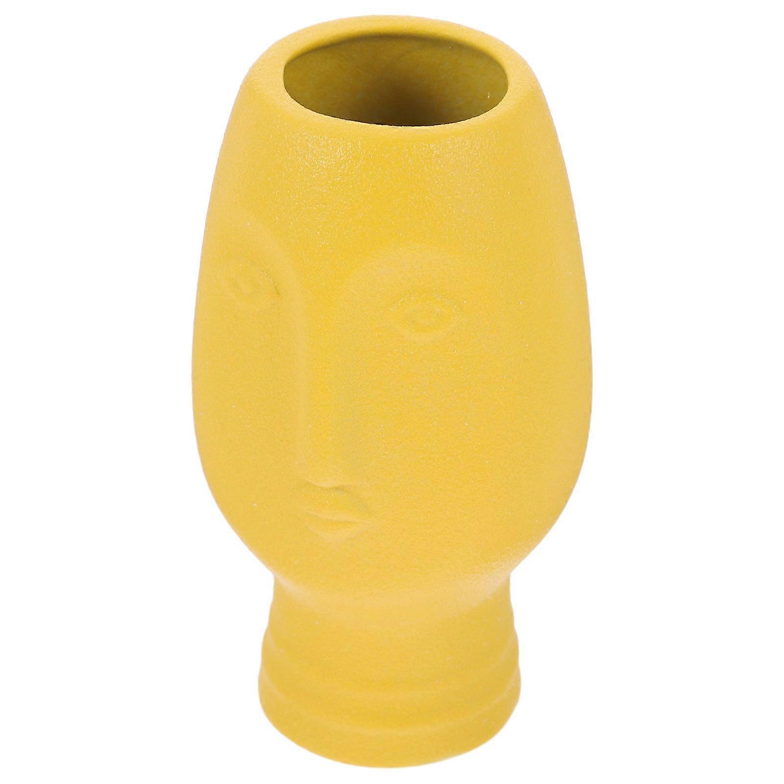 Ceramic Flower Vase Retro Decor Hydroponic Plants Office Decor Yellow Elegant 1Pack