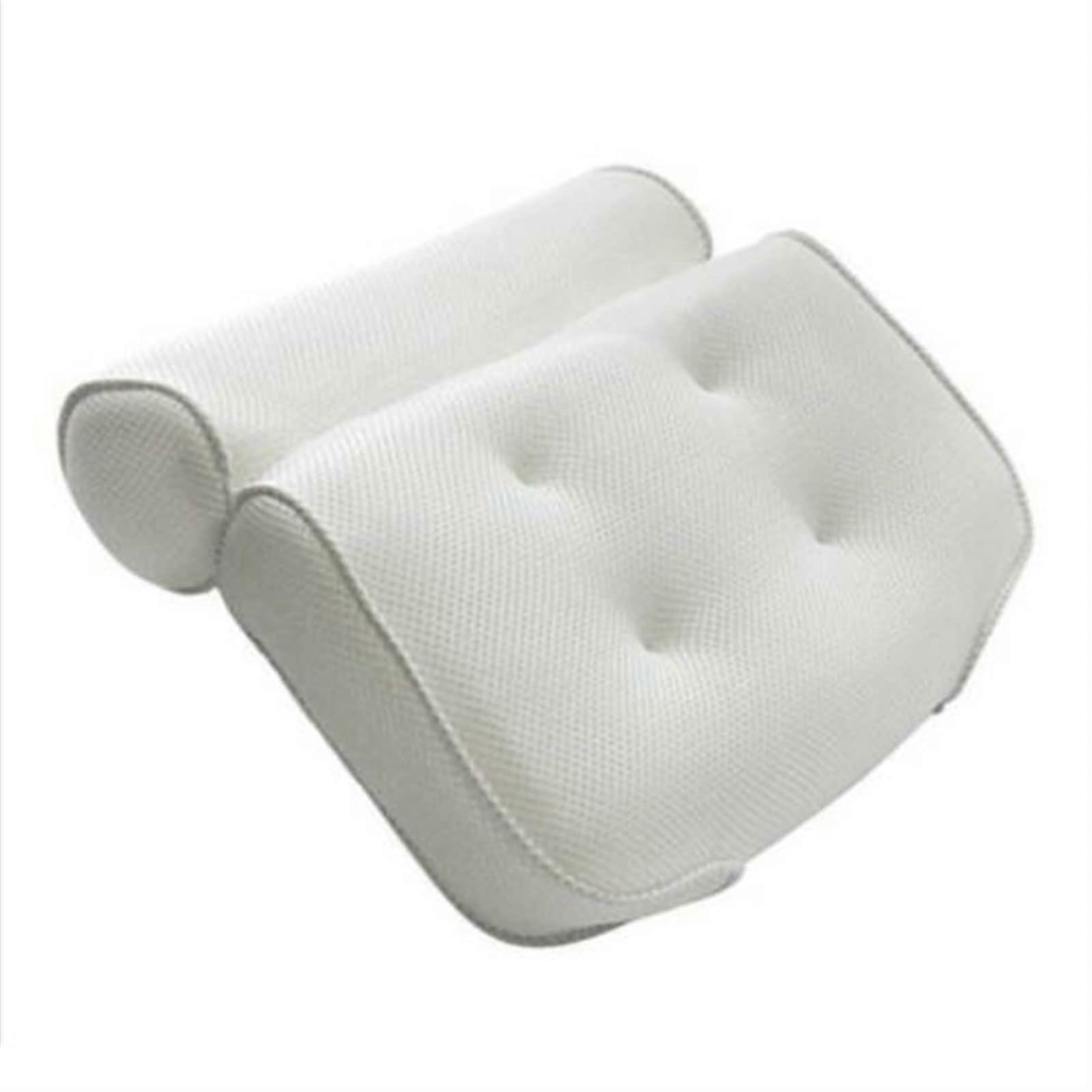 Bath Pillow with Suction Cups Ergonomic Neck Support Quick Dry Mesh for Tub and Spa