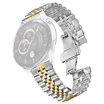 For Garmin Venu 3 Wrist Band 5-Bead Stainless Steel Butterfly Clasp Watch Strap