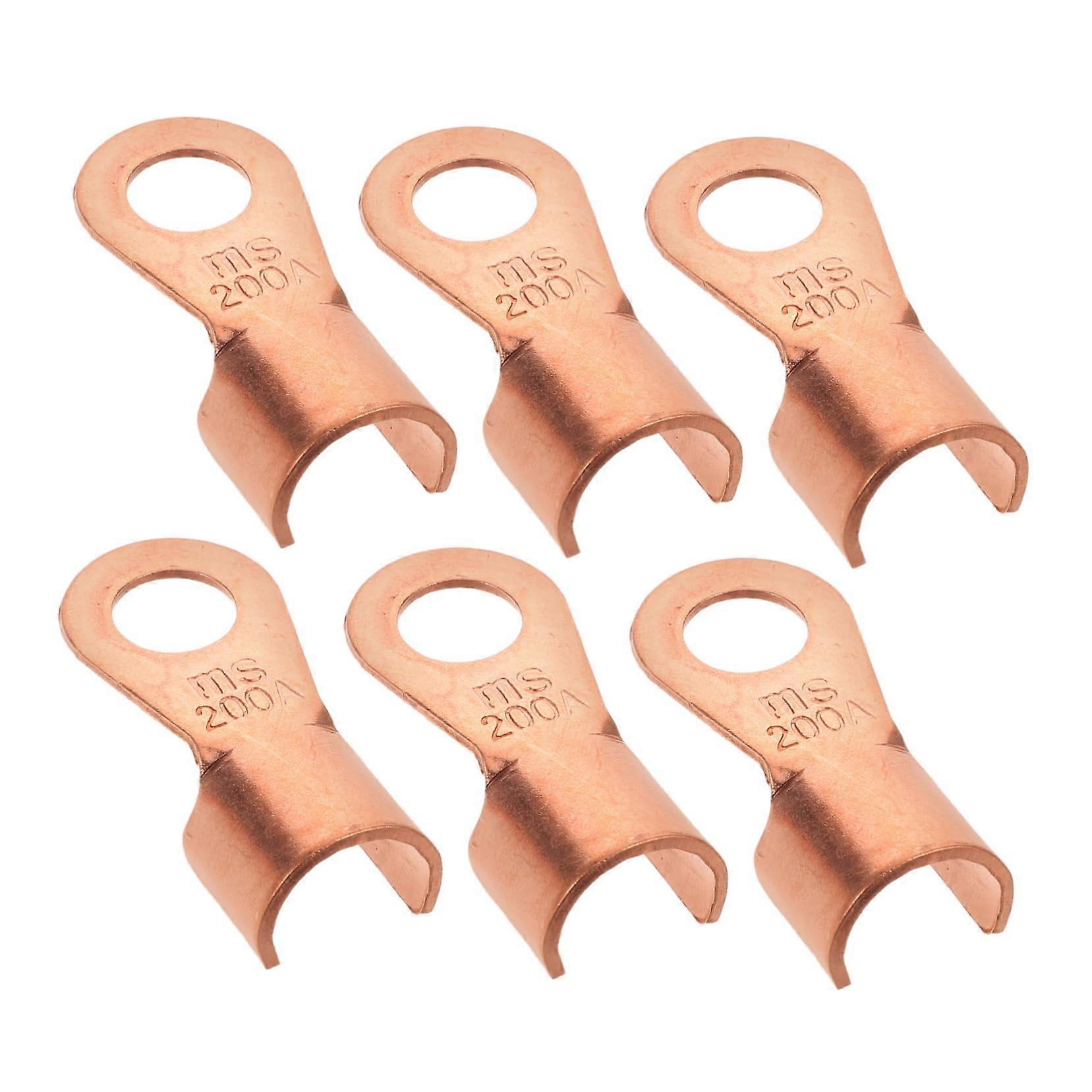 6pcs Copper Crimp Connectors Ring Terminal Set for Battery Cables and Electrical Wiring