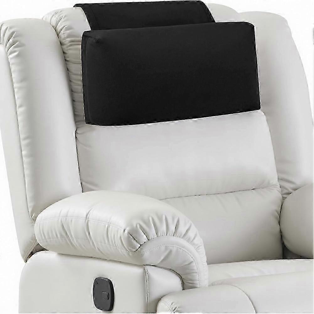 Adjustable Velvet Neck Pillow Compatible With Recliner Chair, Non-Slip Headrest Support Black