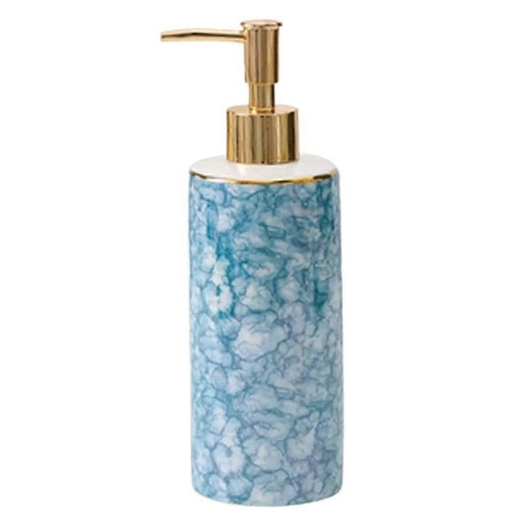 Ceramic Soap Dispenser with Elegant Marble Design for Bathroom, 390ml Liquid Lotion Pump