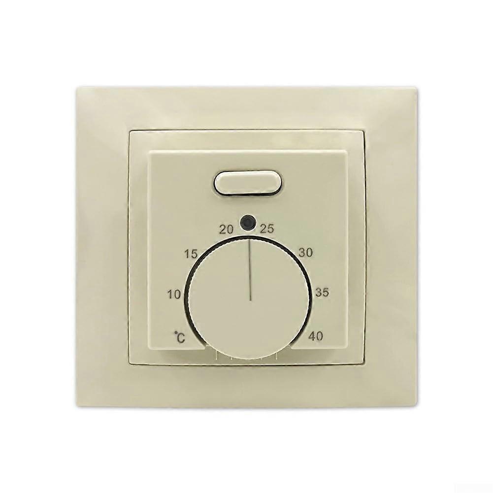 Floor Heating Thermostat 230V 16A Manual Mechanical Controller with External Sensor for Precise Control (Beige)