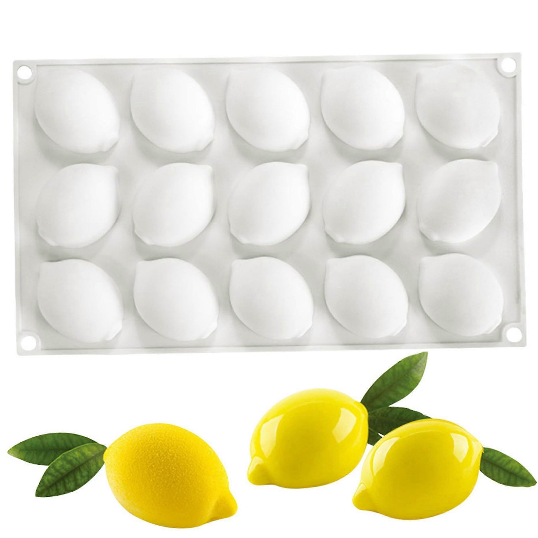 Lemon Shaped Silicone Candy Molds 15Cavity Nonstick Easy Release Bright Yellow