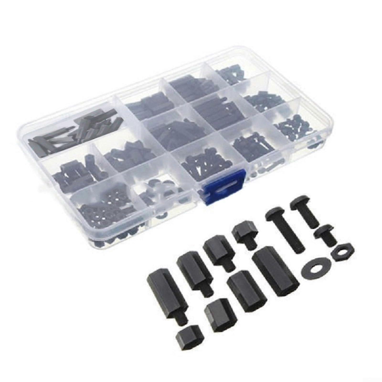 260 Piece Nylon Screw and Nut Kit with Black Hex Spacers for Electronics and Easy Installation