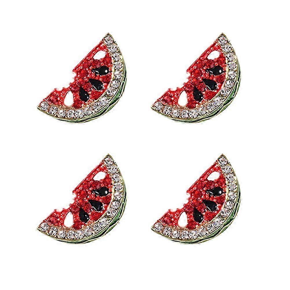 2 Pairs Sparkling Decorative Rhinestone Watermelon Studs Earrings