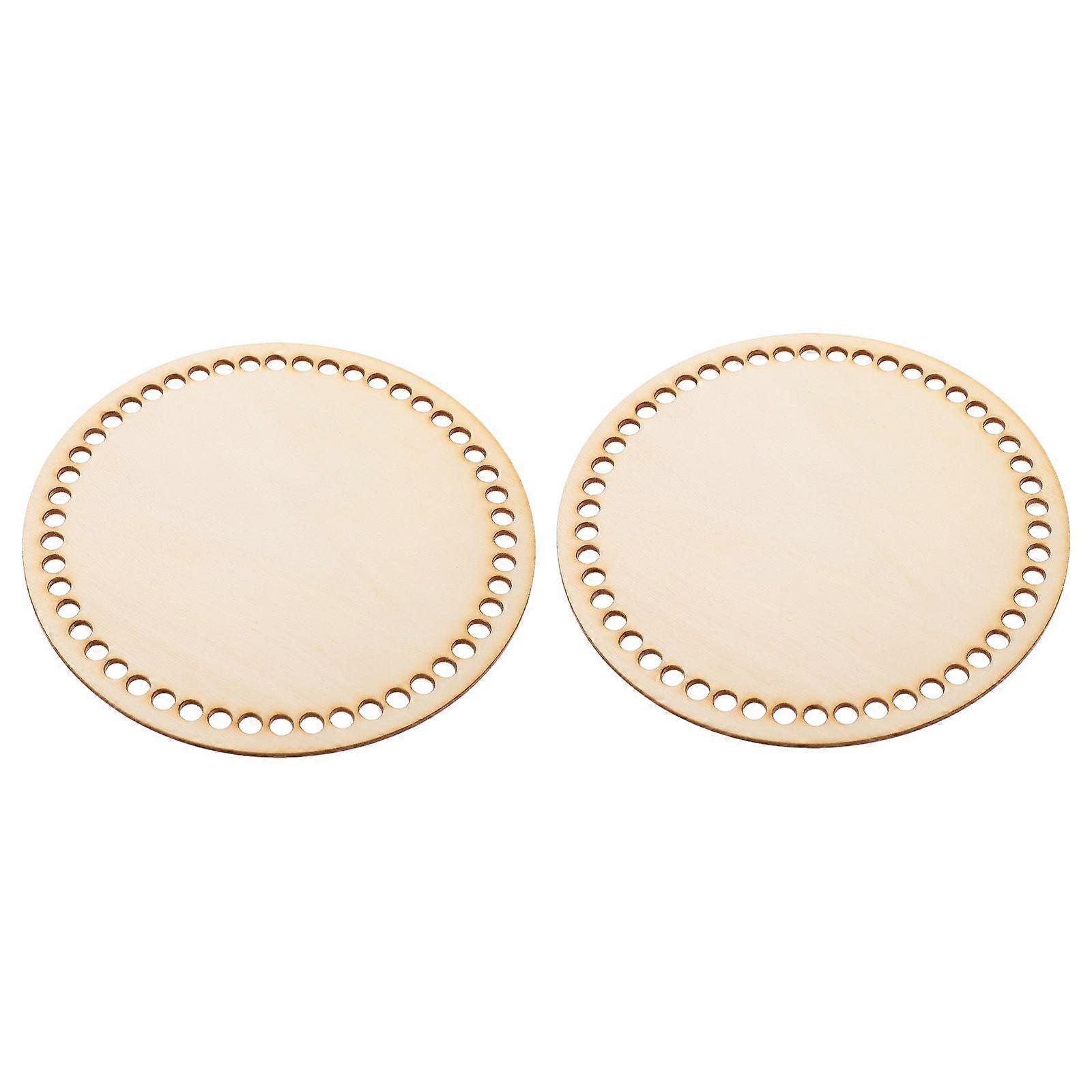 2pcs Cesta de madera natural Círculo círculo blanco Bolsa de ganchillo sólido Base de madera