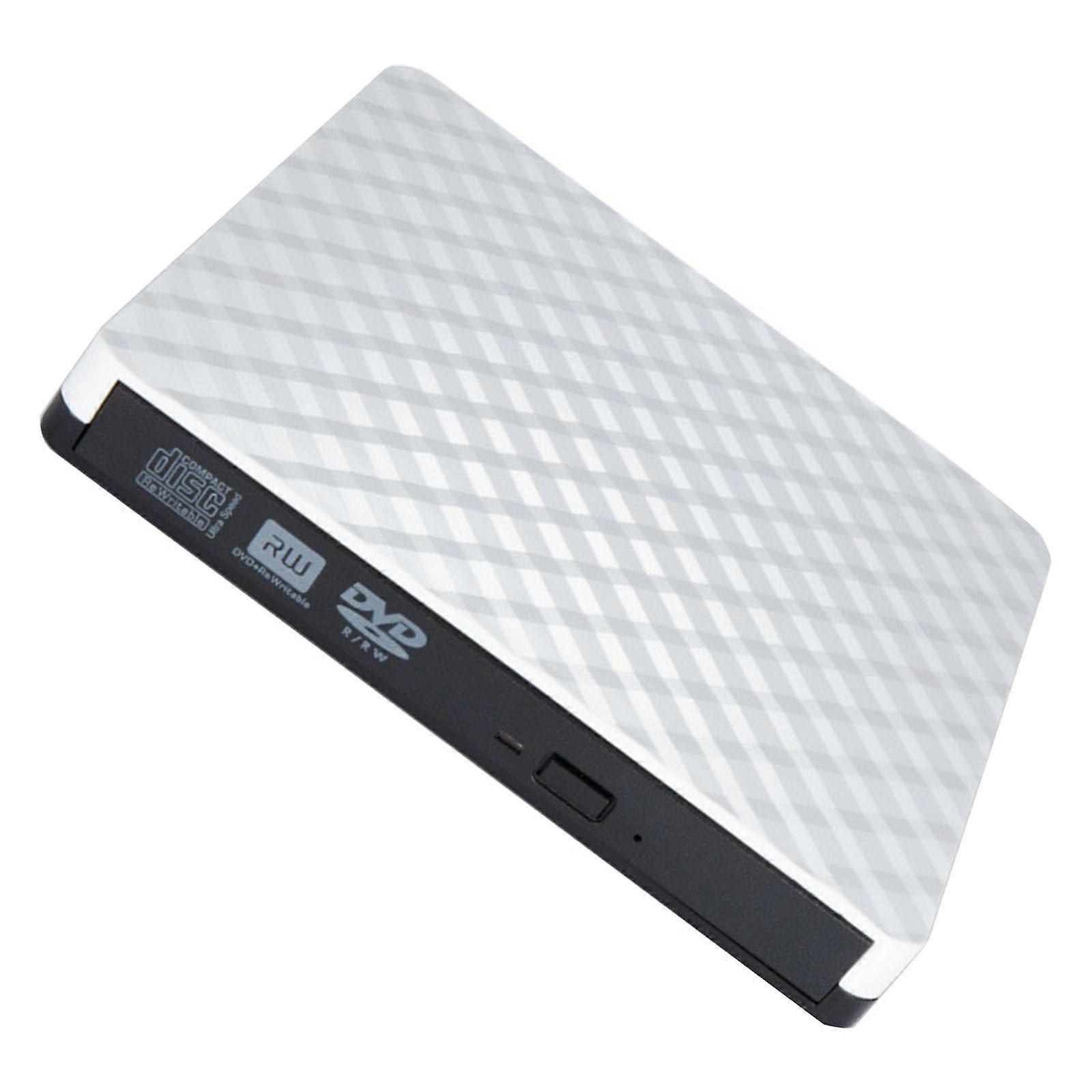 External DVD Drive USB3.0 and USBC Speed Burner for Laptop Compatible with Mac MultiFormat Disc Support White