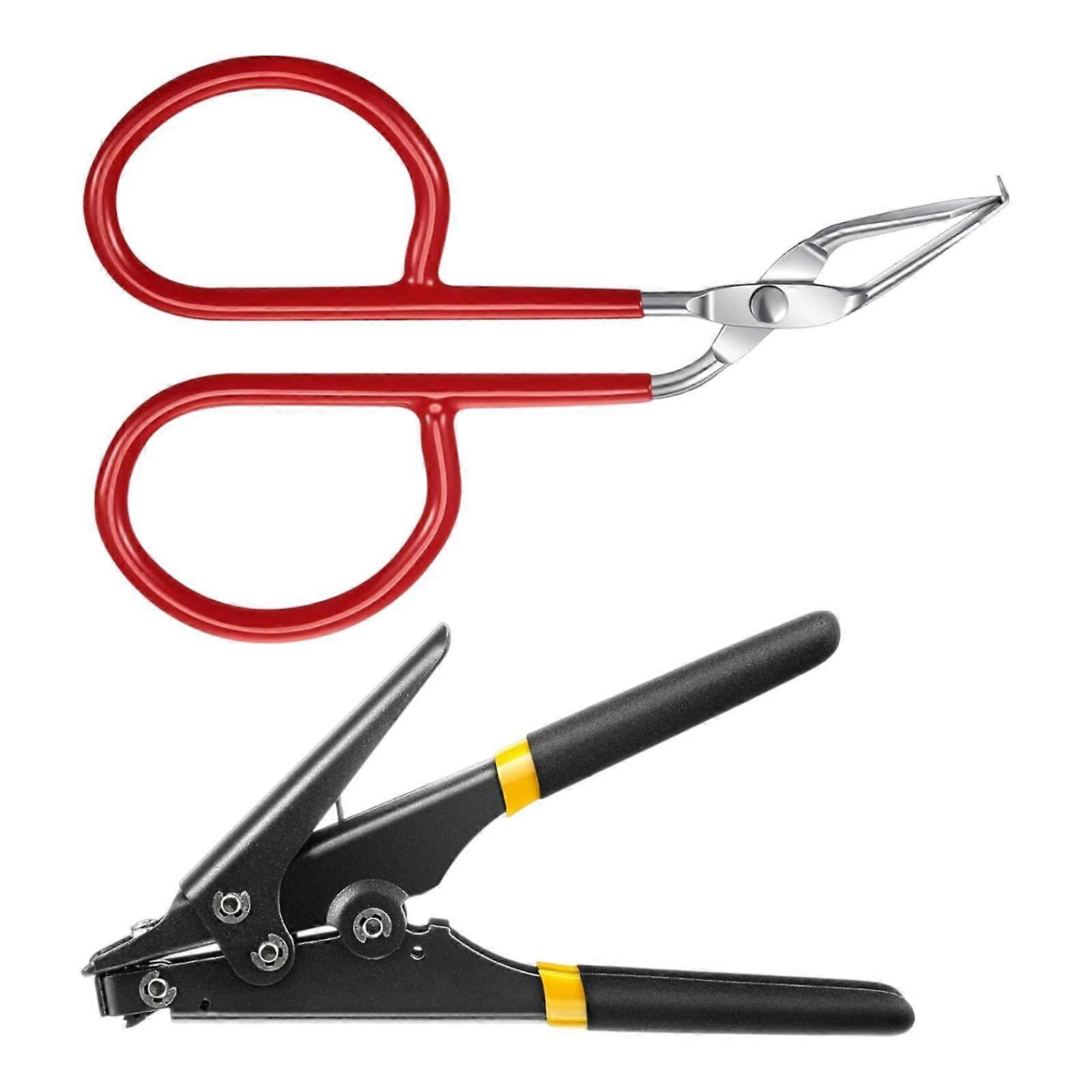 2x Heavy Duty Cable Tie Tool Set, Dual Function Zip Tie Cutter for Safe Precision Cutting