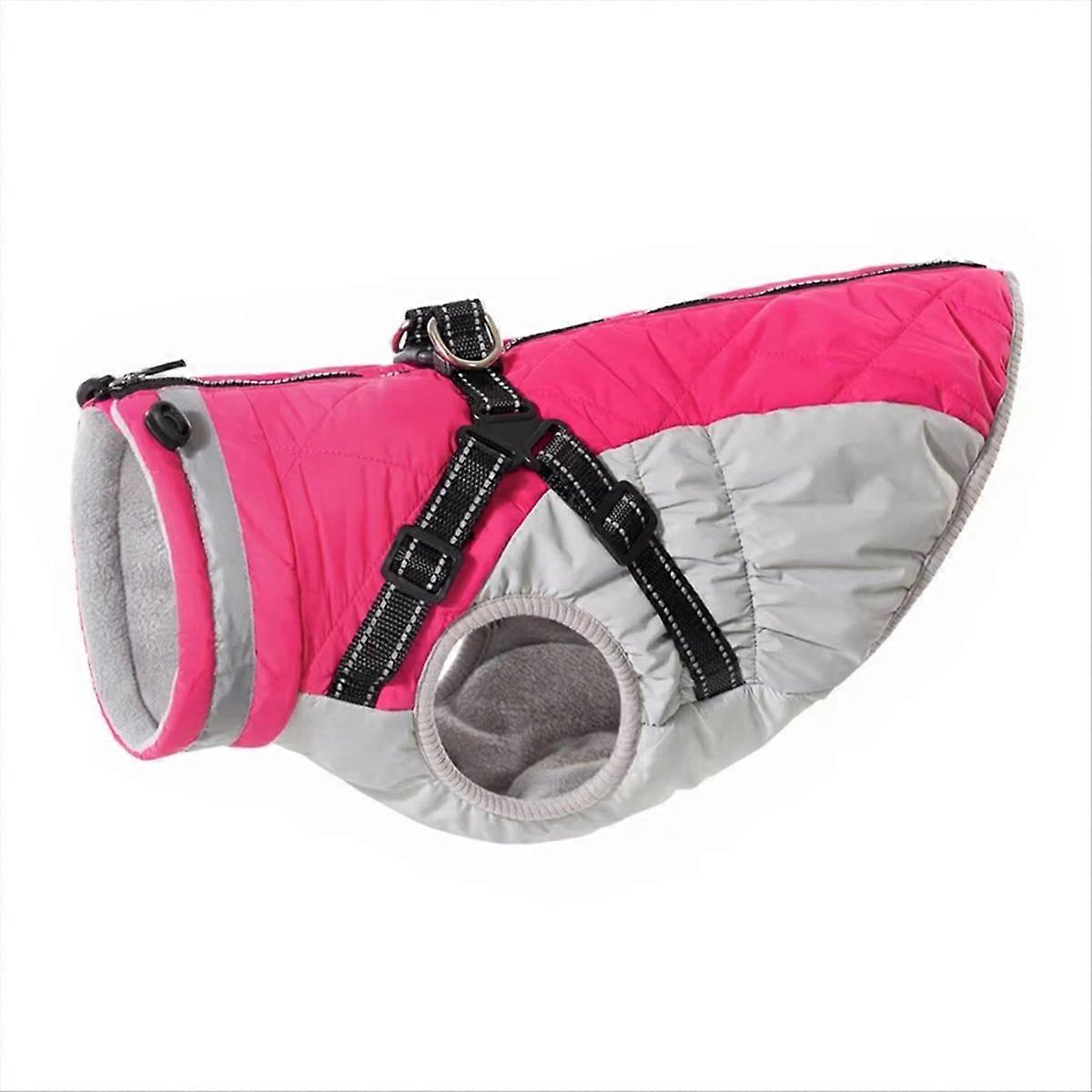 Waterproof Pet Jacket with Harness Winter Warm Dog Clothes B