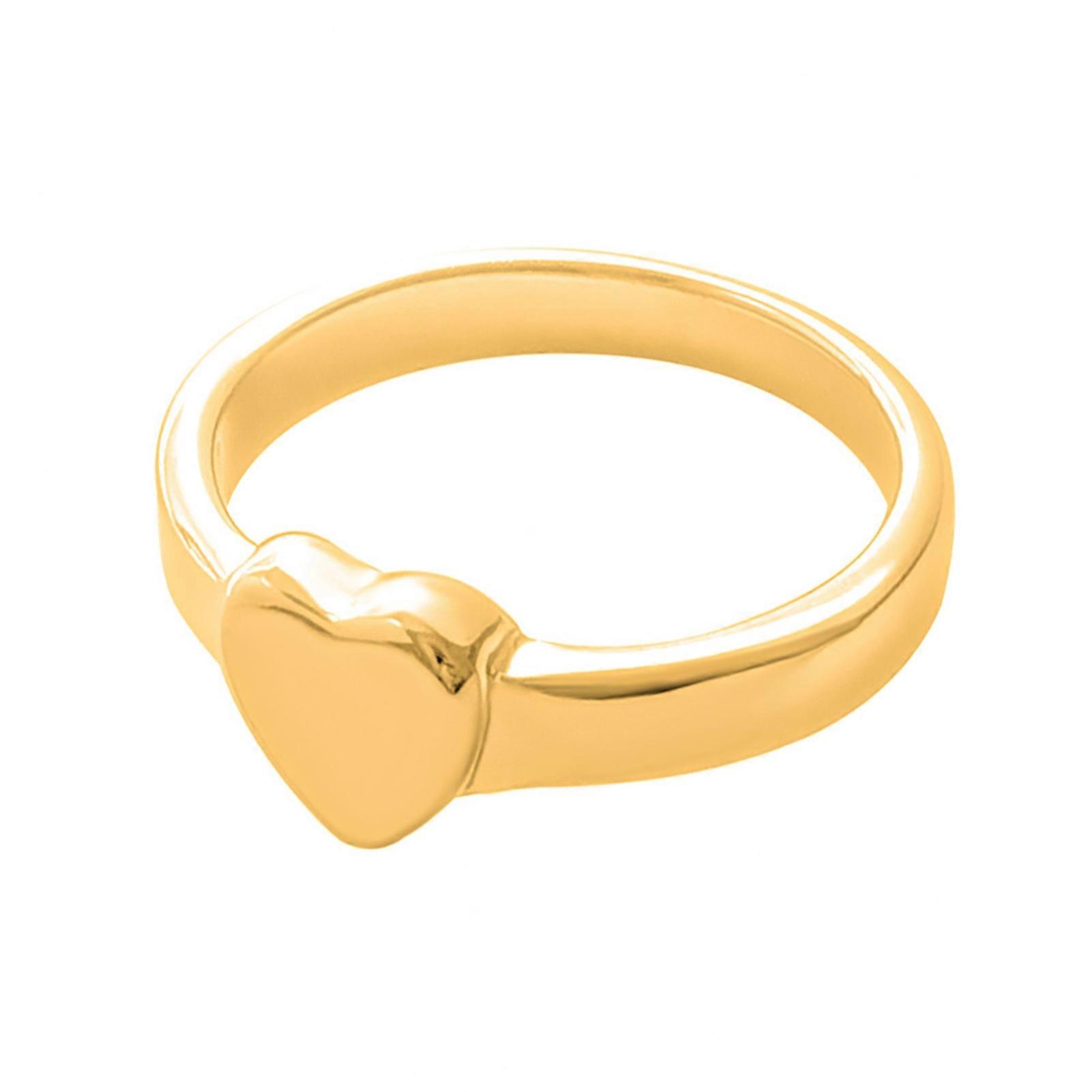 Retro Ring Pure Color Polished Titanium Steel Heart Surface Knuckle Ring Simple Style Multi Sizes