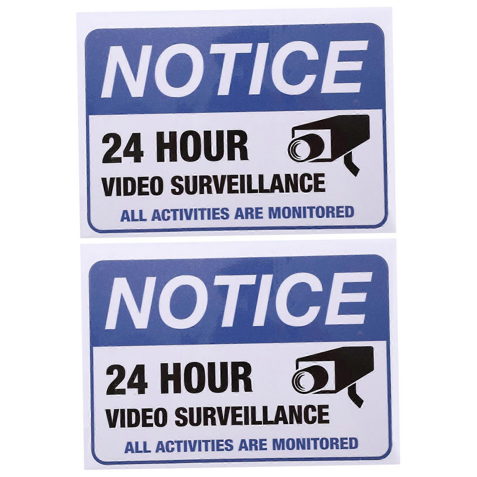 Security Warning Stickers 2pcs NonReflective UV Protected Weatherproof Video Surveillance Signs