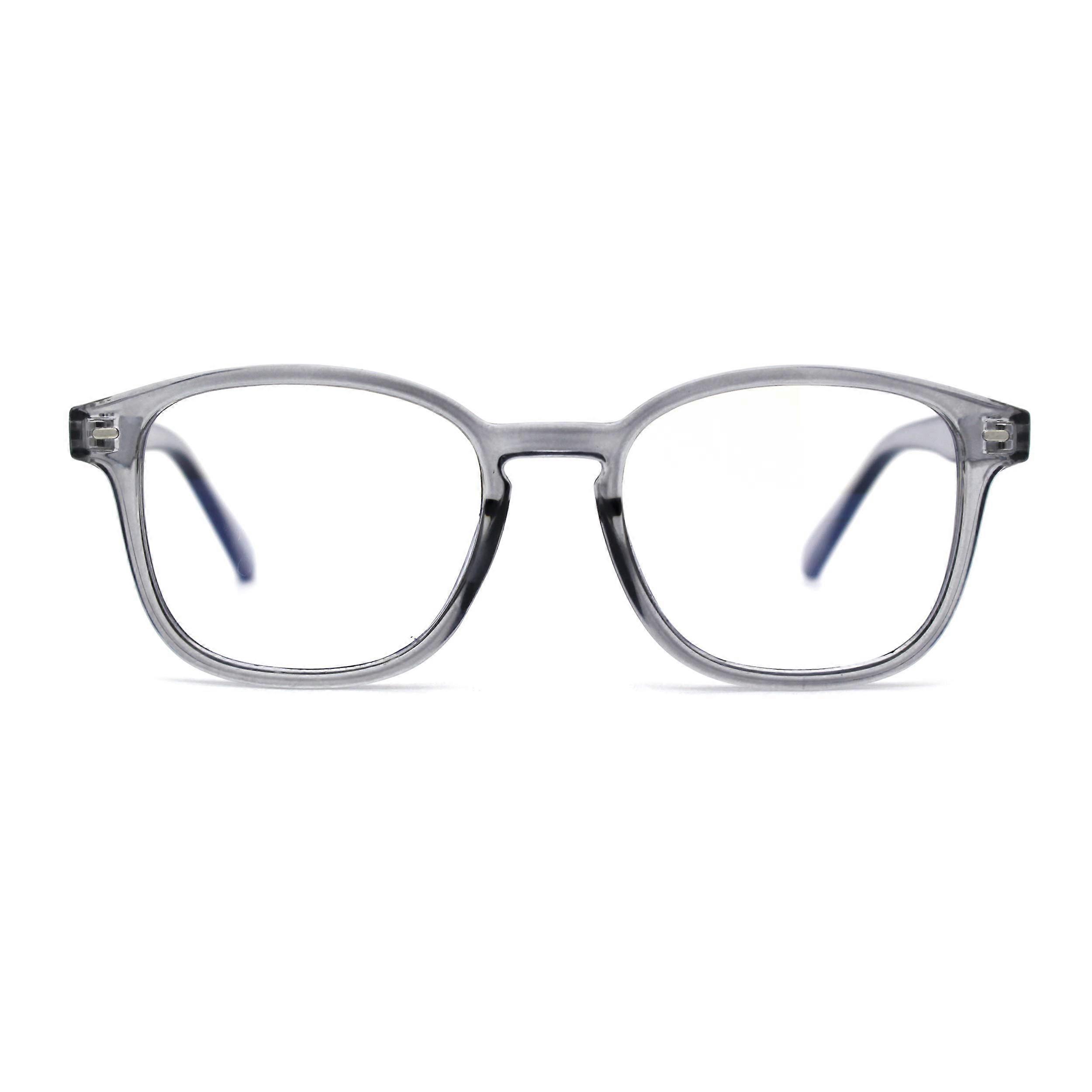 Rectangular Horn Rim Blue Light Blocking Computer Glasses with Slate Keyhole Bridge